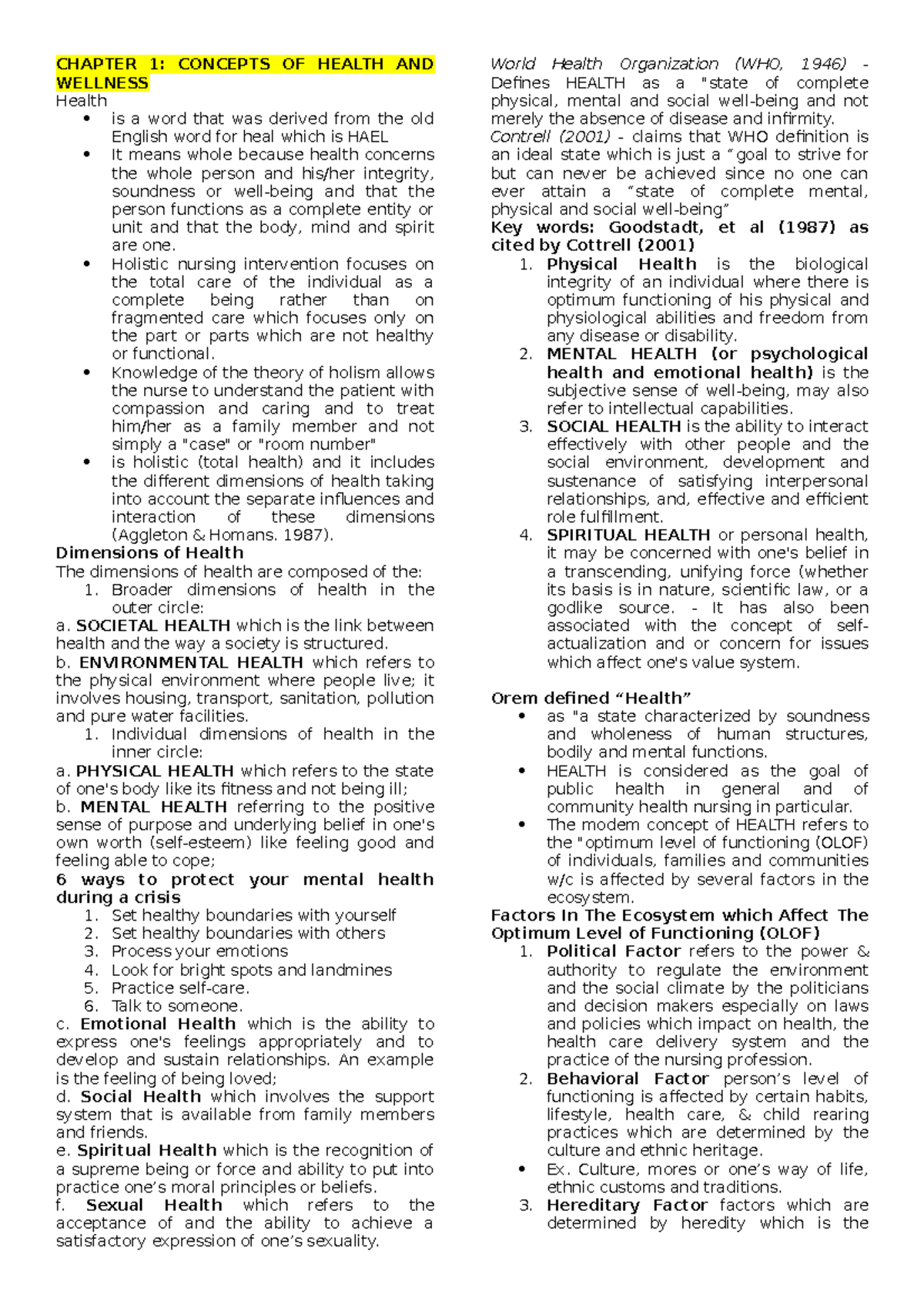 ncm-102-health-education-chapter-1-concepts-of-health-and-wellness