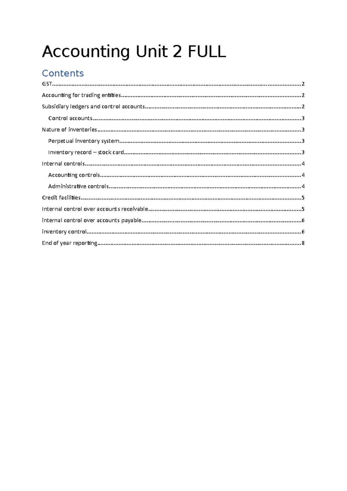 Accounting Unit 2 Full - Accounting Unit 2 FULL - Studocu