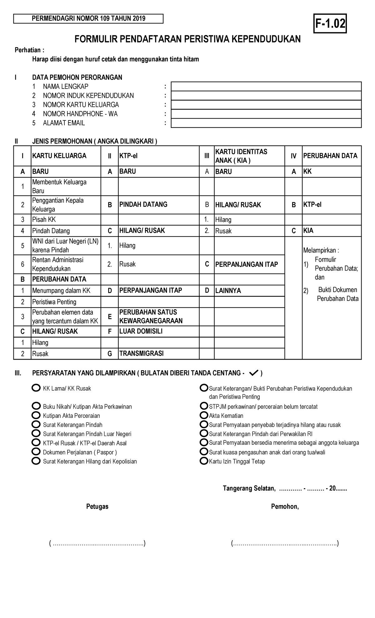 FORM F-1 - AAA - Perhatian : Harap Diisi Dengan Huruf Cetak Dan ...