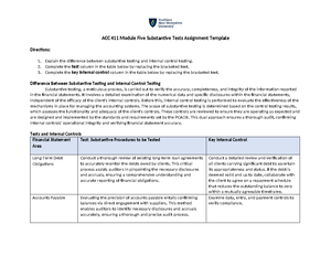 ACC 411 Final Project - Assume You Are An Auditor At An Accounting Firm ...