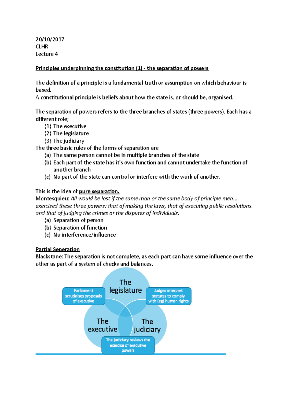 Constitutional Law And Human Rights L4 Notes - 20/10/ CLHR Lecture 4 ...