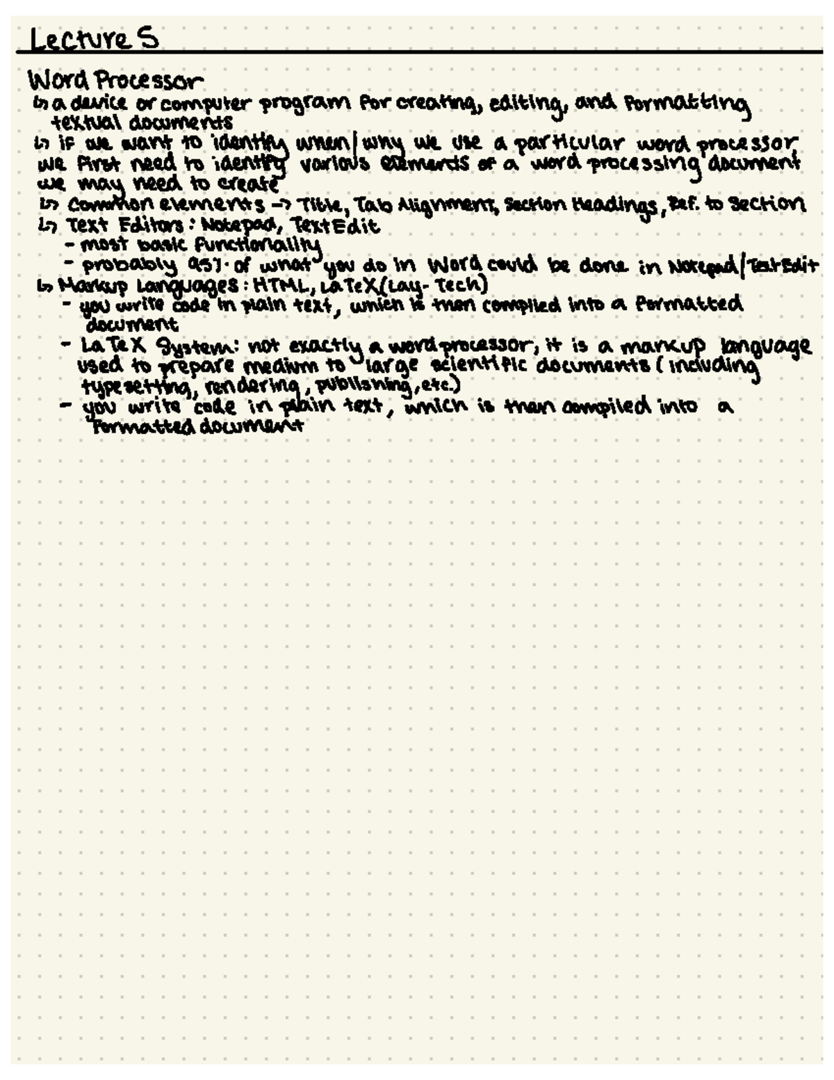 Week 3 - lecture slide notes - ####### Lectures Word Processor a device ...