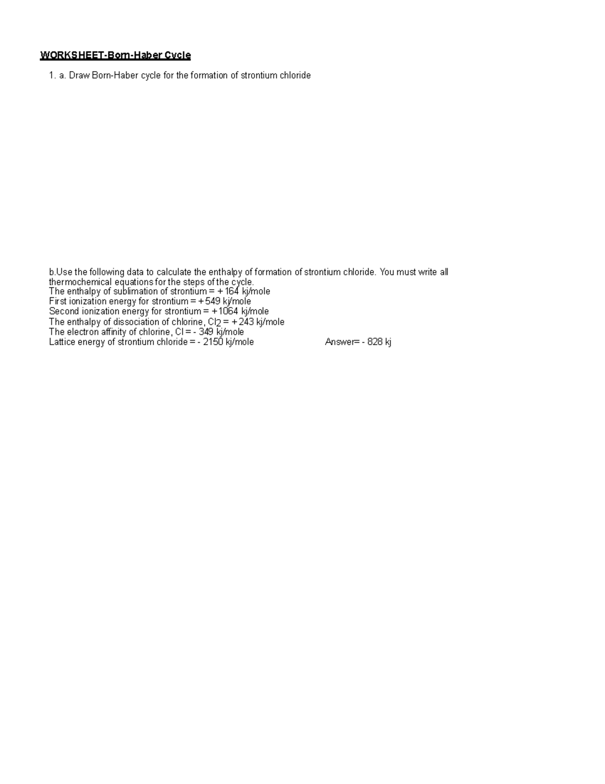 Haber Cycle - This is a worksheet given to the class for Intro. to ...