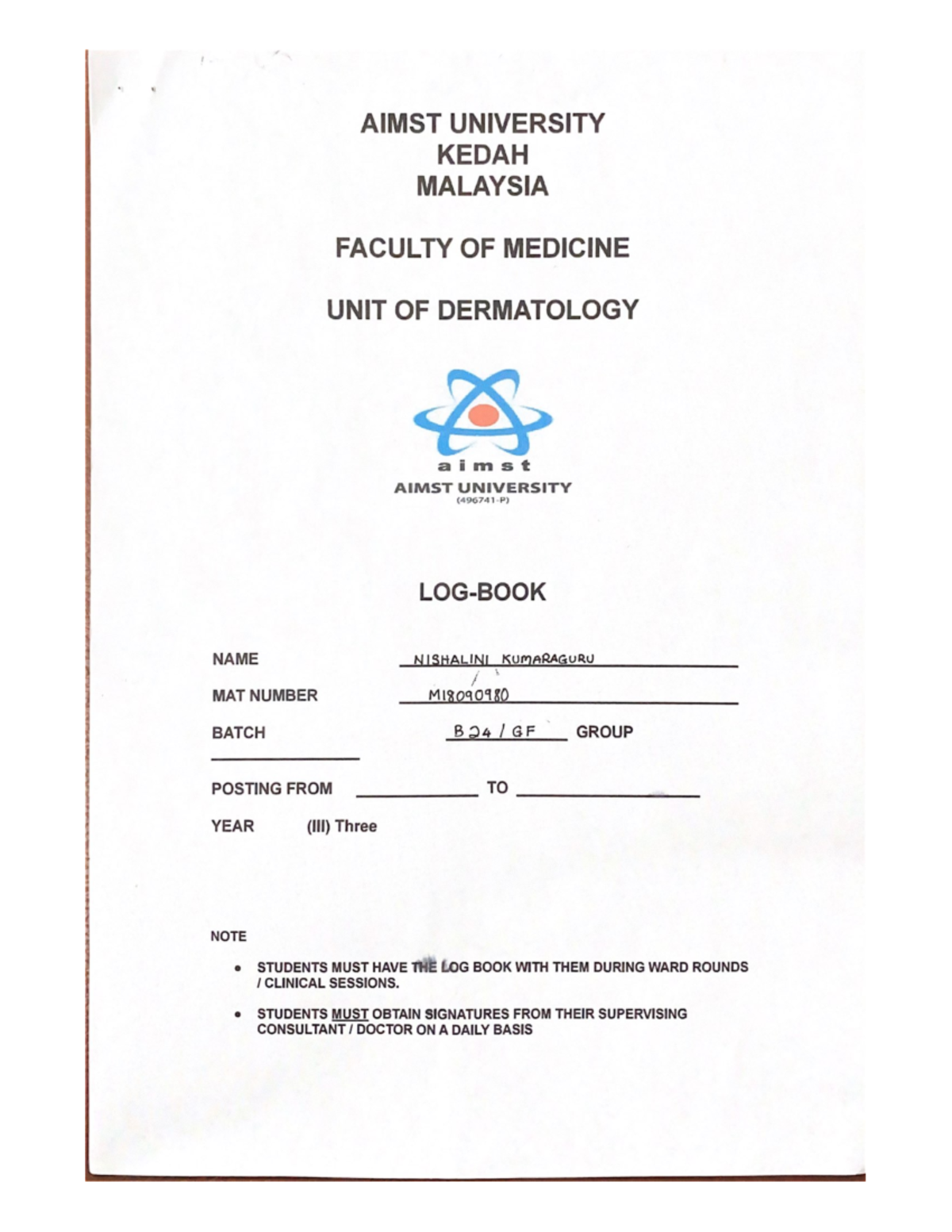 Logbook Cases On Medicine Human Basic of Medicine Studocu