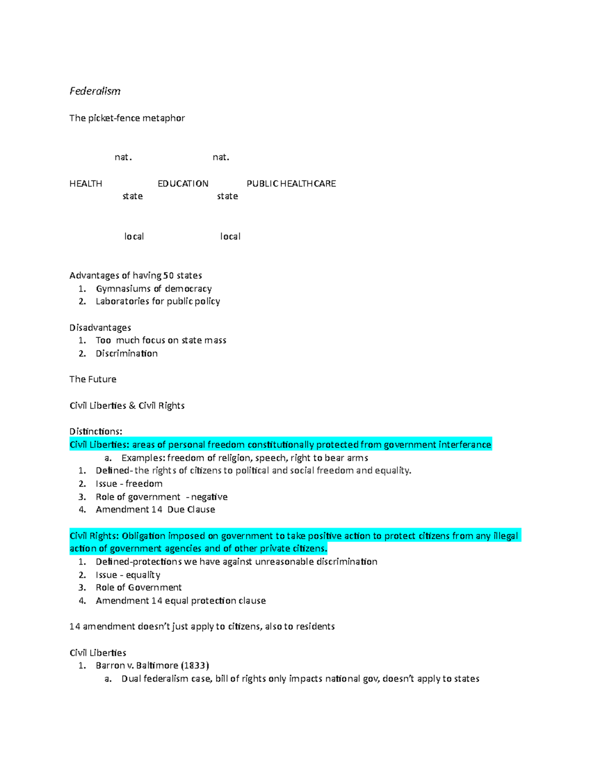APS lecture 7 Federalism The picketfence metaphor nat. nat. HEALTH