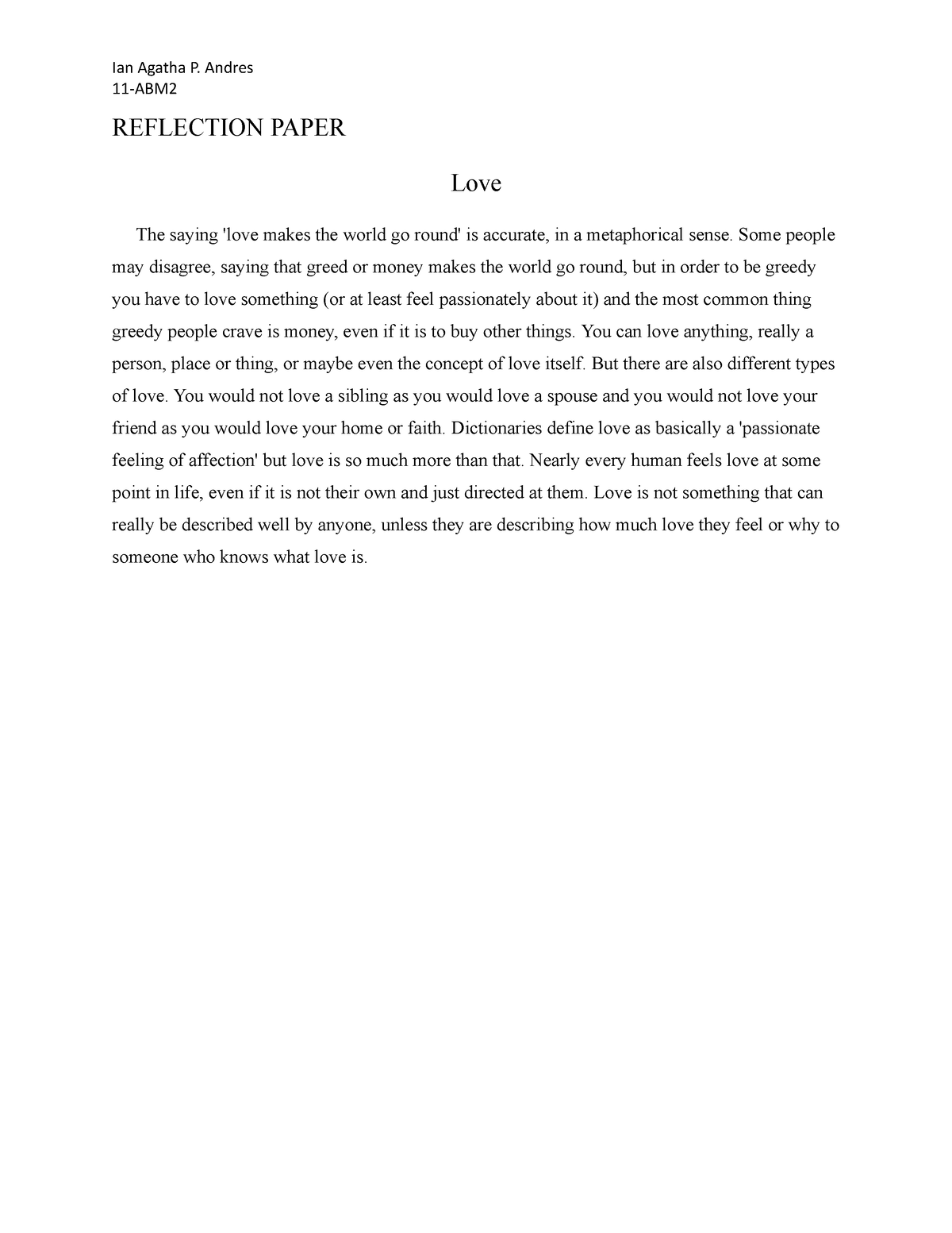 narrative essay about love hurts