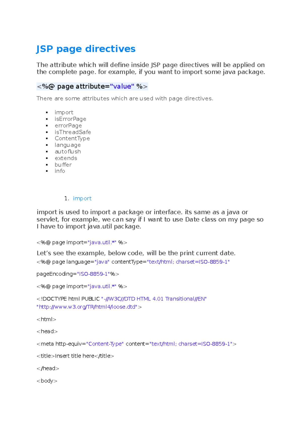 JSP page directives NTn Xue T JSP page directives The attribute which