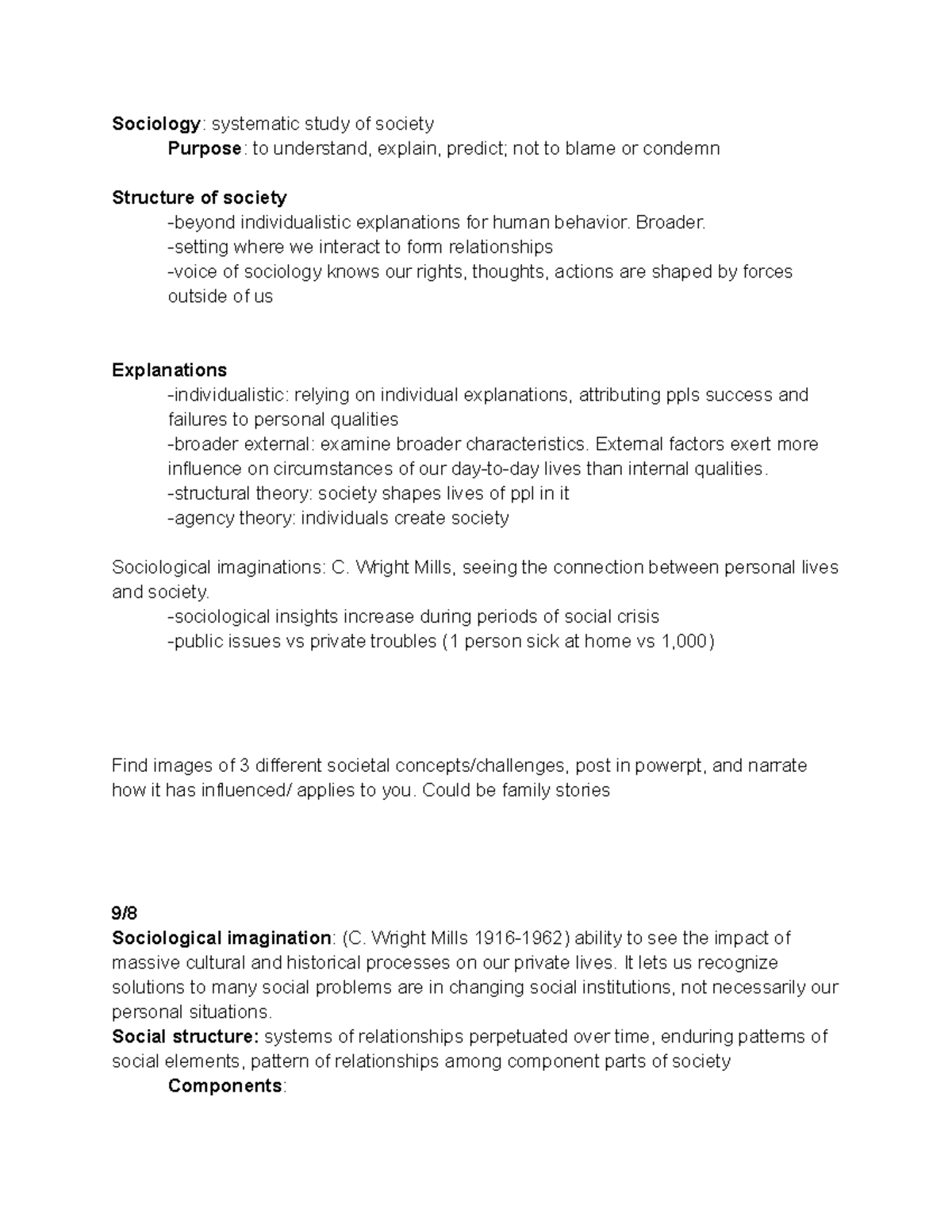Sociology notes unit 1 - not totally sure the number of lectures this ...