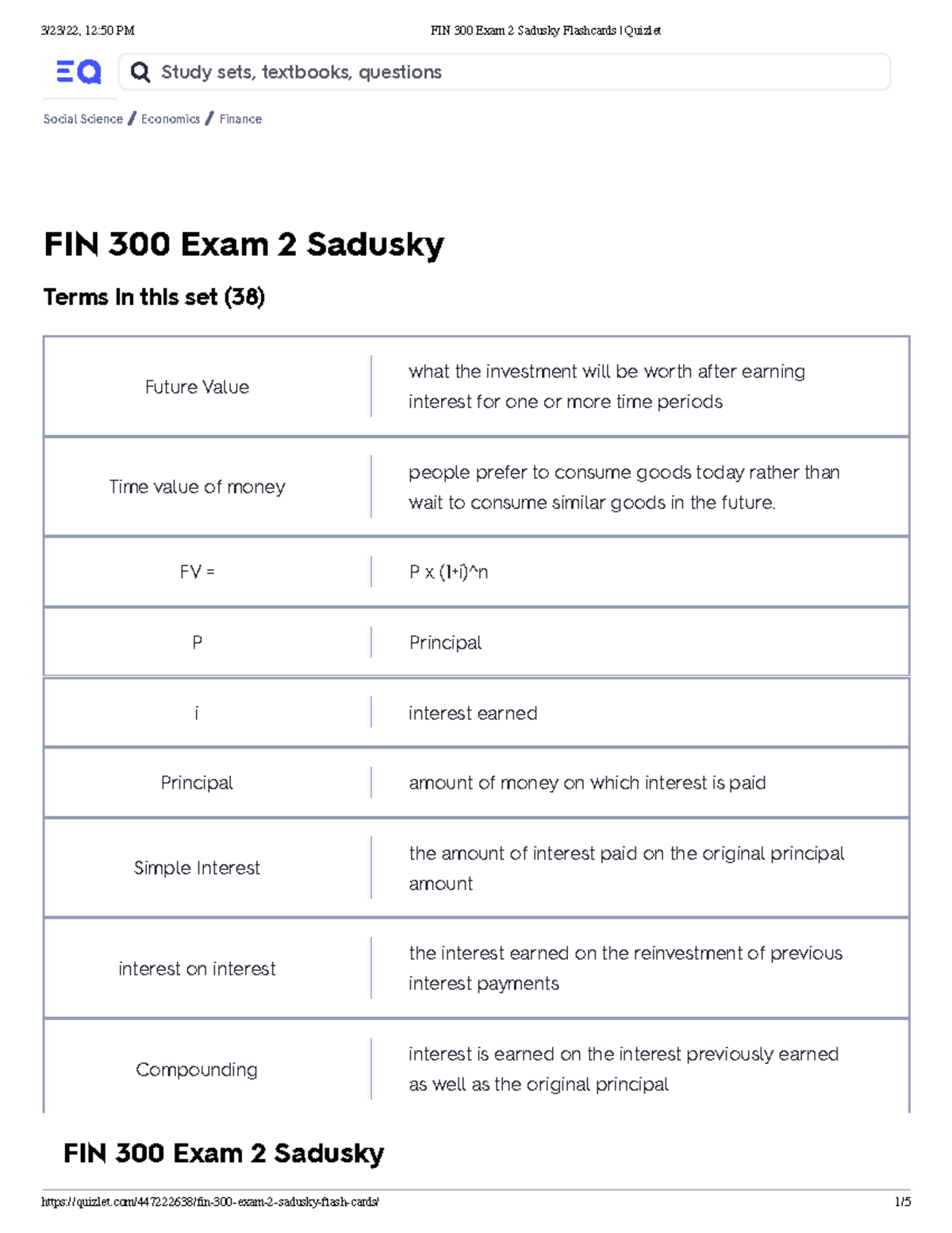 FIN 300 Exam 2 Sadusky Flashcards Quizlet - Upgrade: Free 7-da... FIN ...