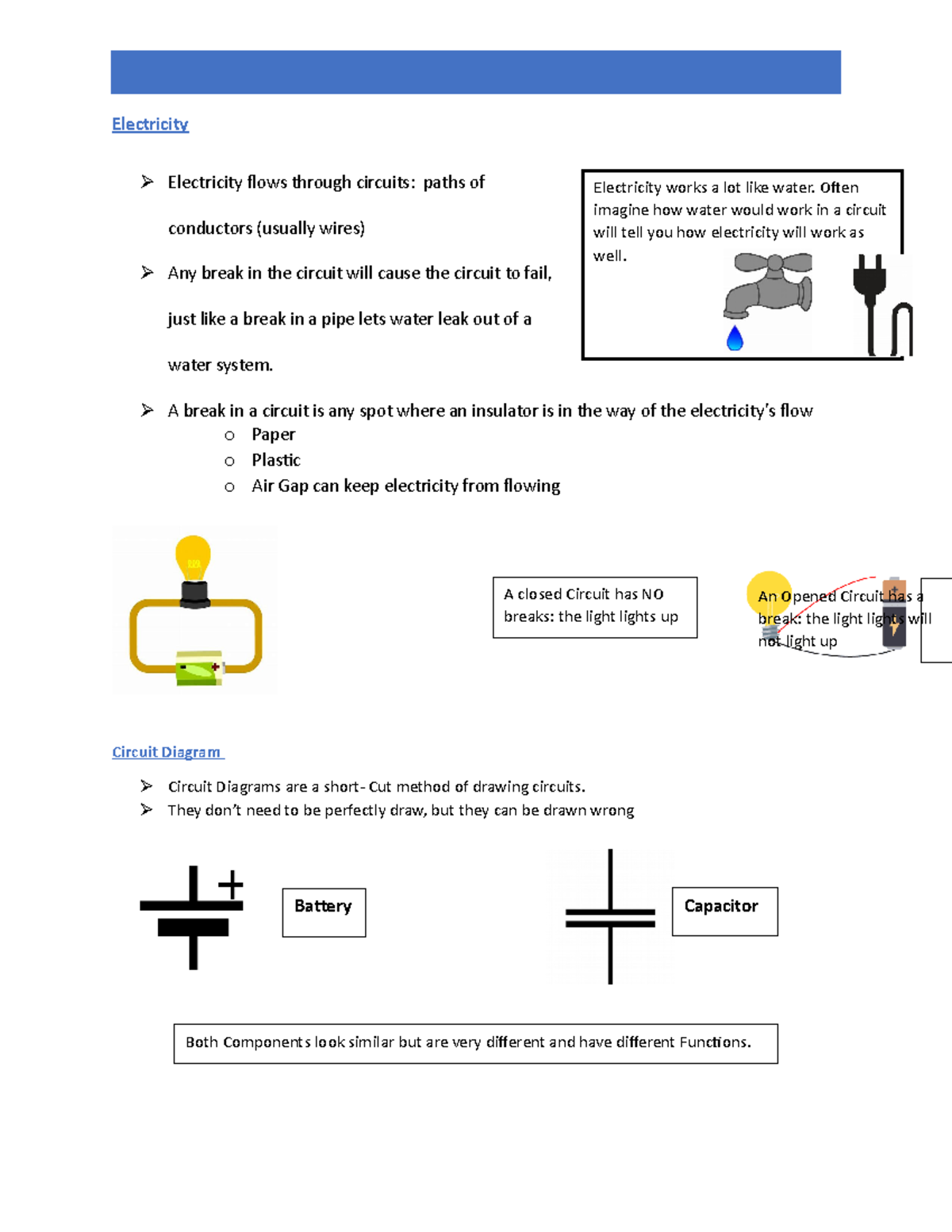 Electricity - Lecture Notes Chapter 1 - Electricity Electricity Flows ...