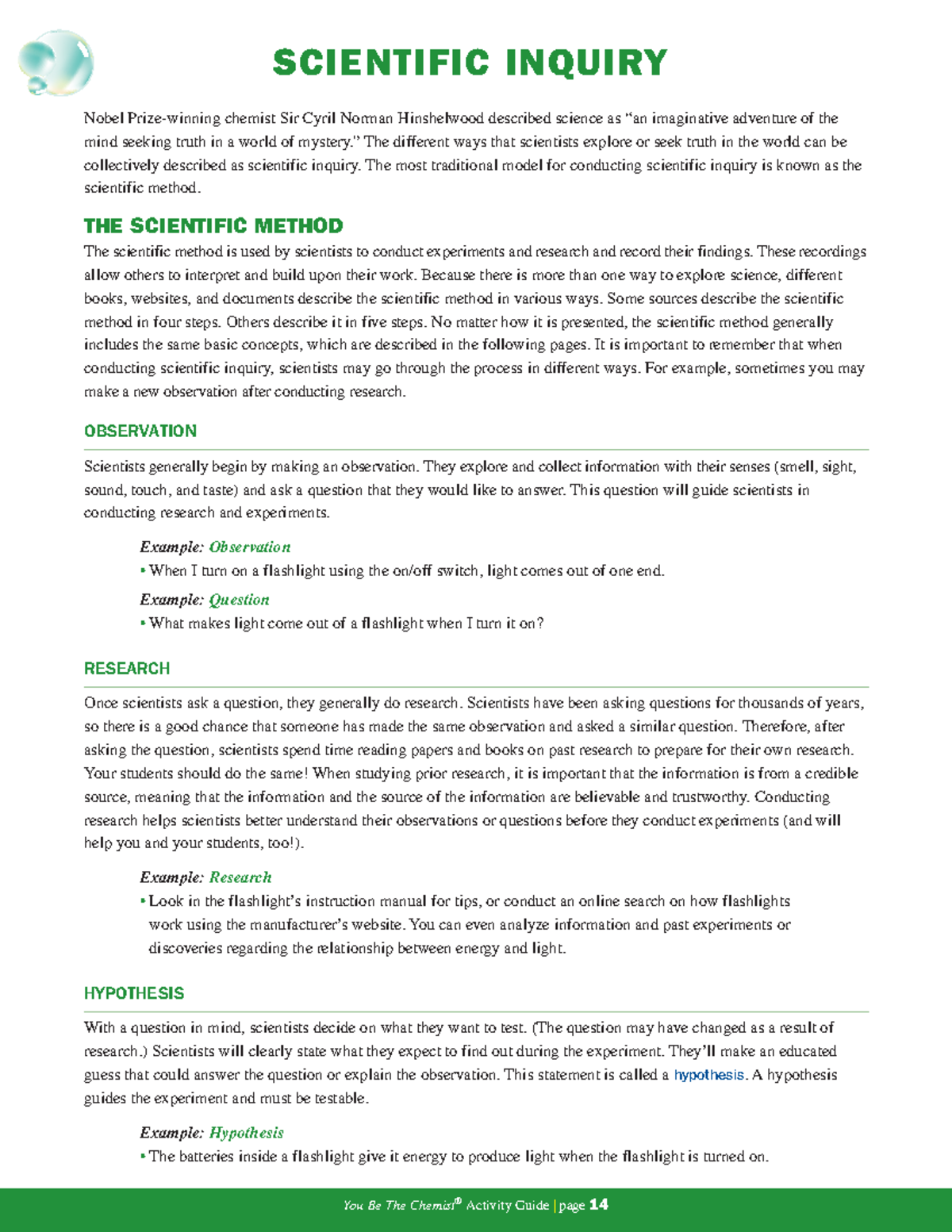 Scientific Inquiry using the Scientific Method - You Be The ChemistYou ...