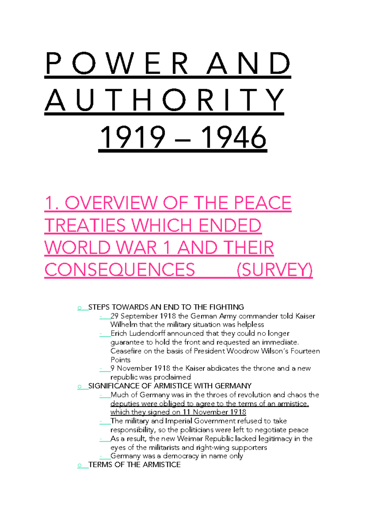 HSC Modern Notes - Power and Authority Soviet Russia Conflict in ...
