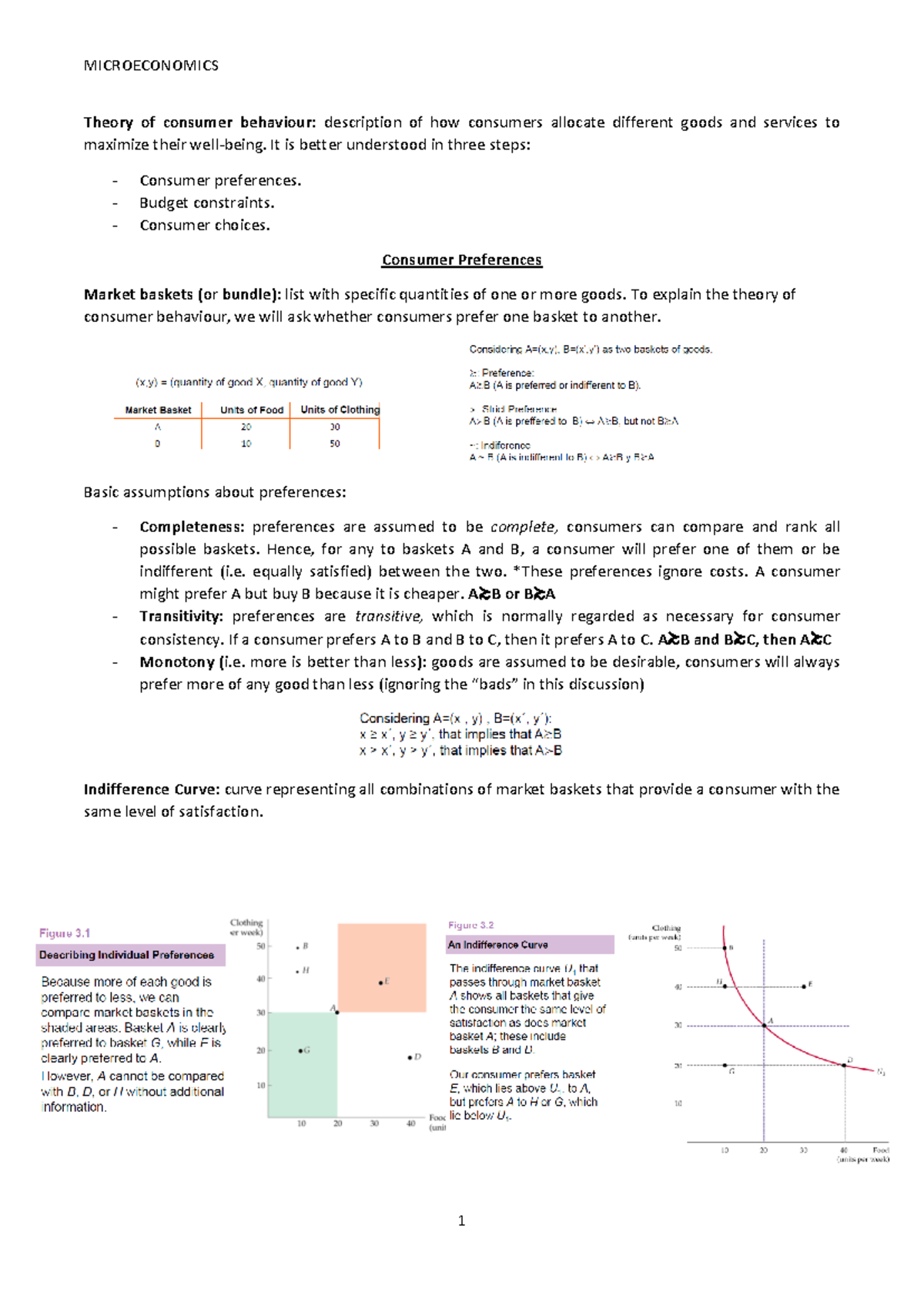 Session 1 - Lecture notes pdf - MICROECONOMICS Theory of consumer ...