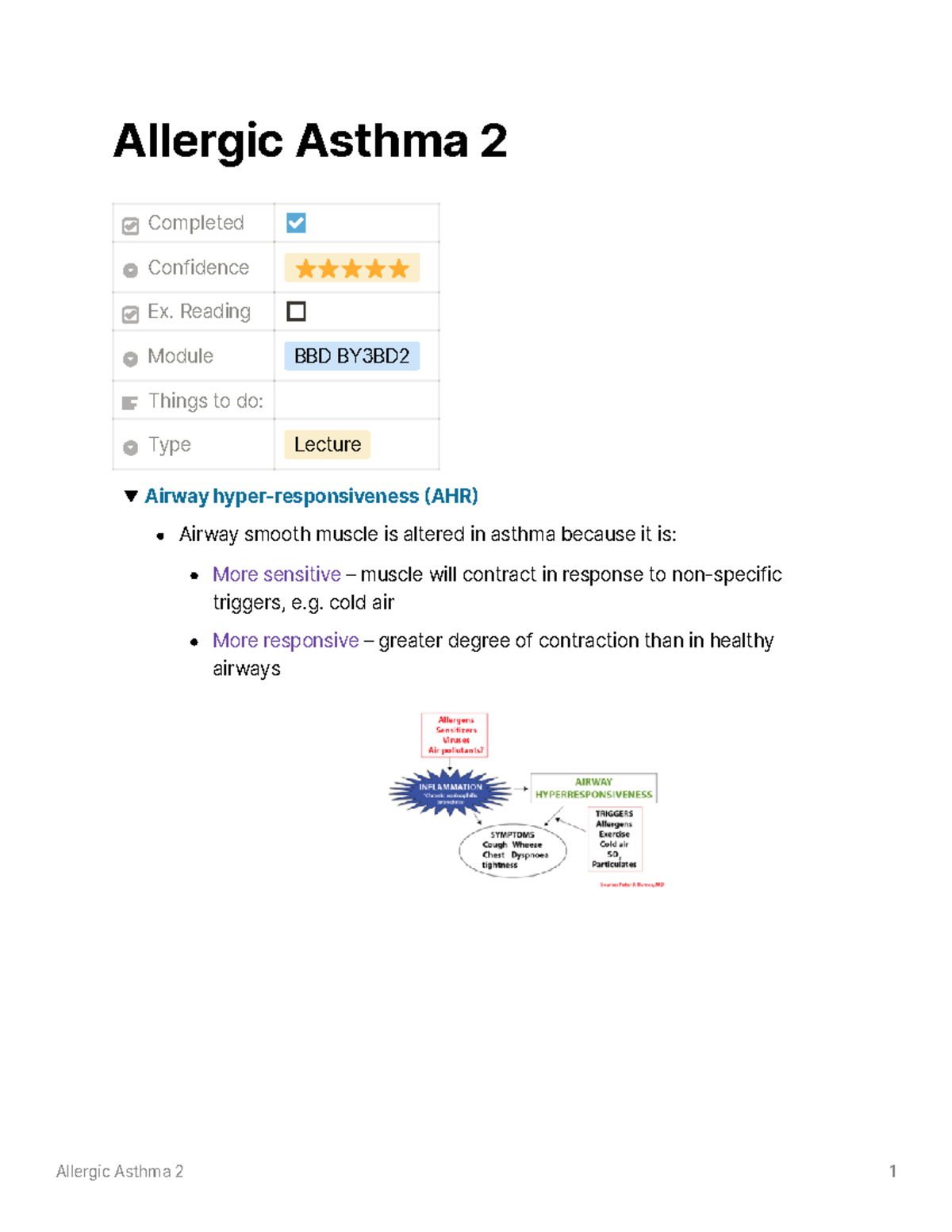 Allergic Asthma 2 - Lecture notes 3 - Allergic Asthma 2 Completed ...