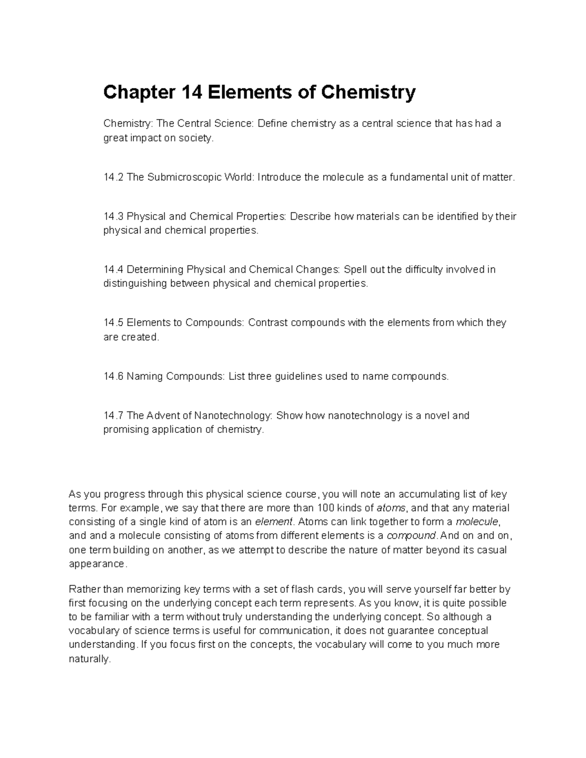 EDS Ch. 14 Pt - Objectives, Ch. 14.1 And 14.2 - Chapter 14 Elements Of ...