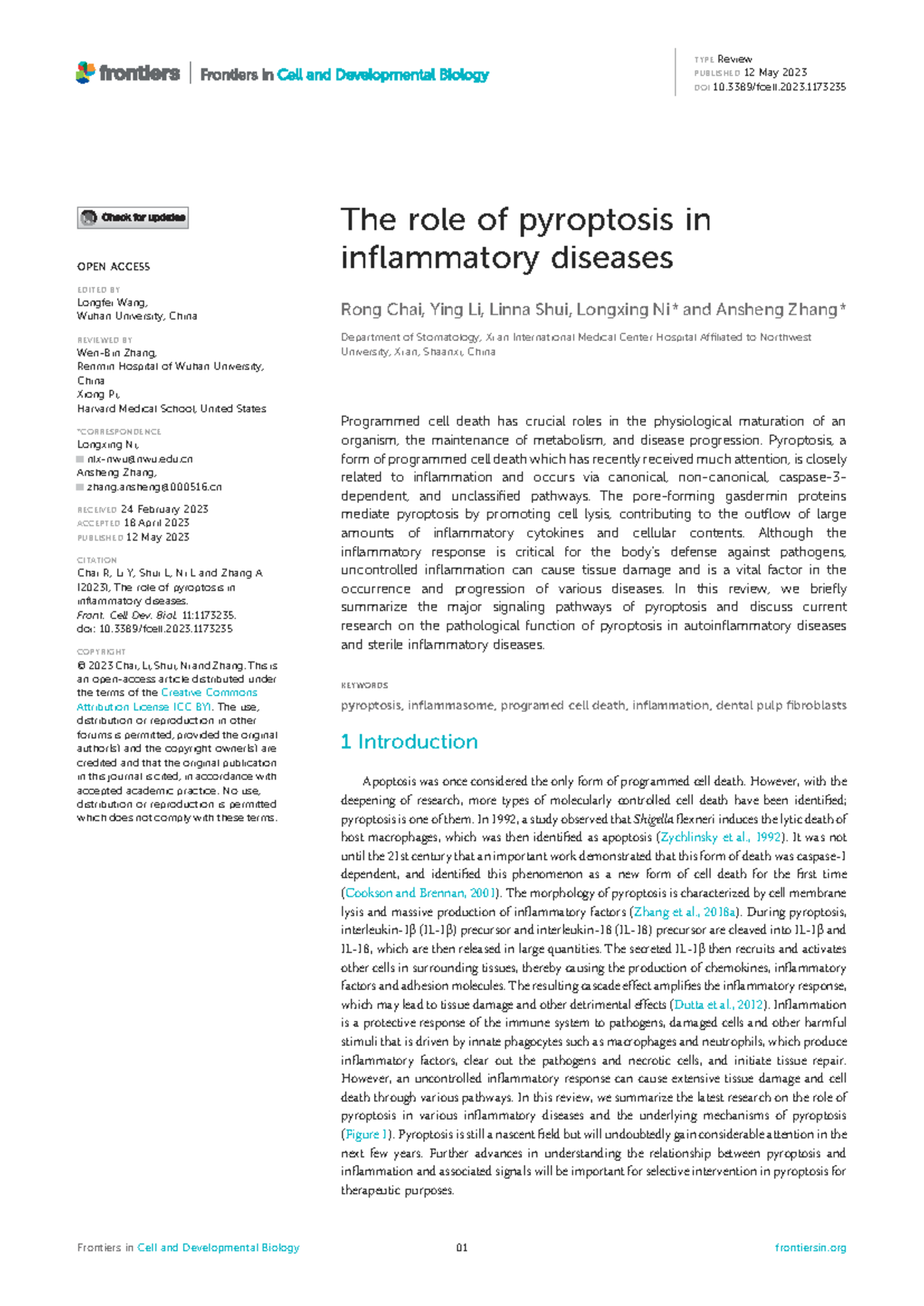 S 01 - THE ROLE OF Pyroptosis IN Inflammatory Diseases - The role of ...
