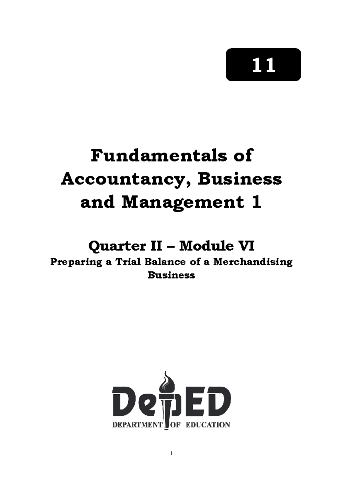 FABM1 Q2 M6 Preparing The Trial Balance Of A Merchandising Business For ...