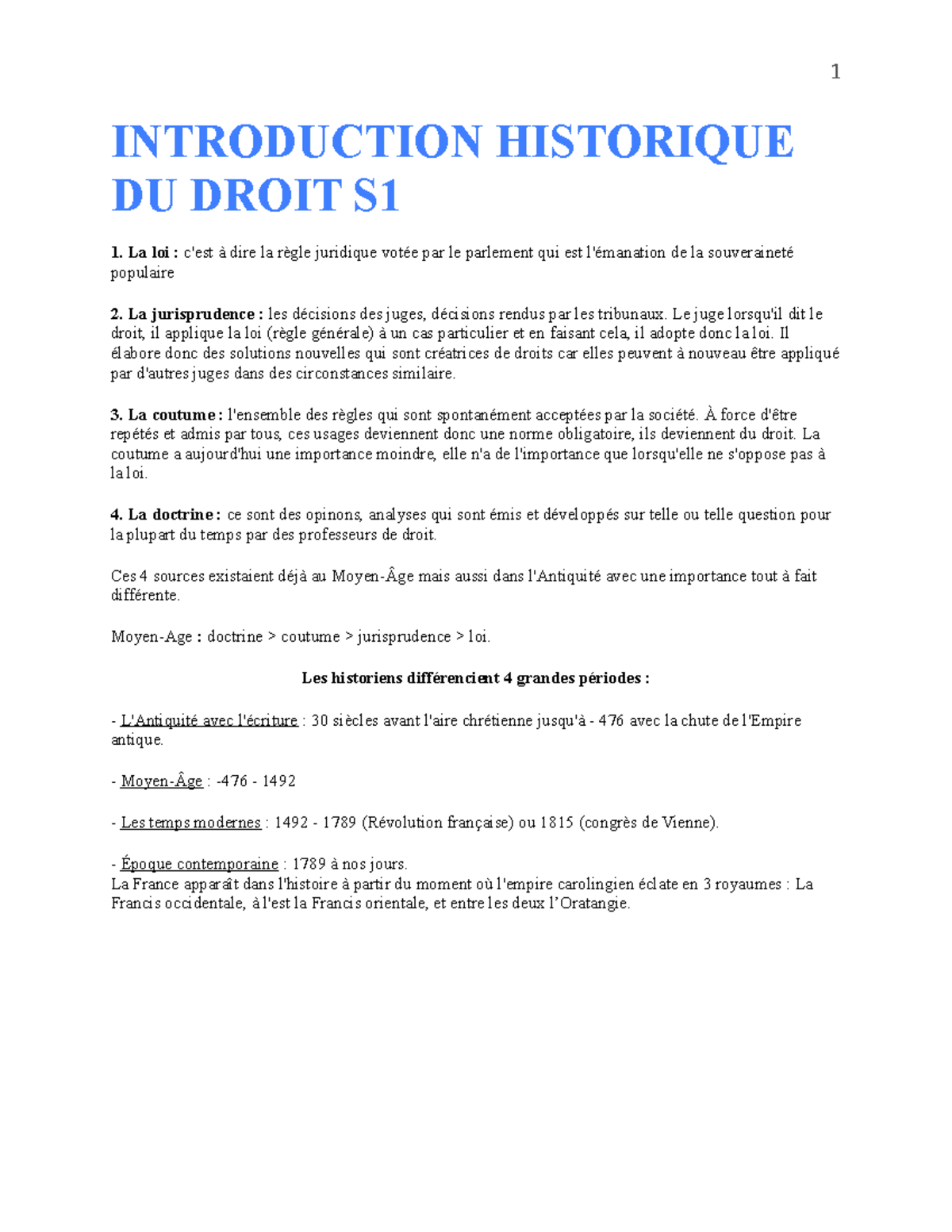 Cours Droit histrq 2 - ... - INTRODUCTION HISTORIQUE DU DROIT S La loi ...