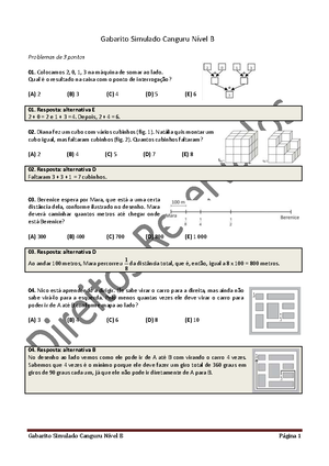 Gabarito Simulado Canguru Nível C - Gabarito Simulado Canguru Nível C ...