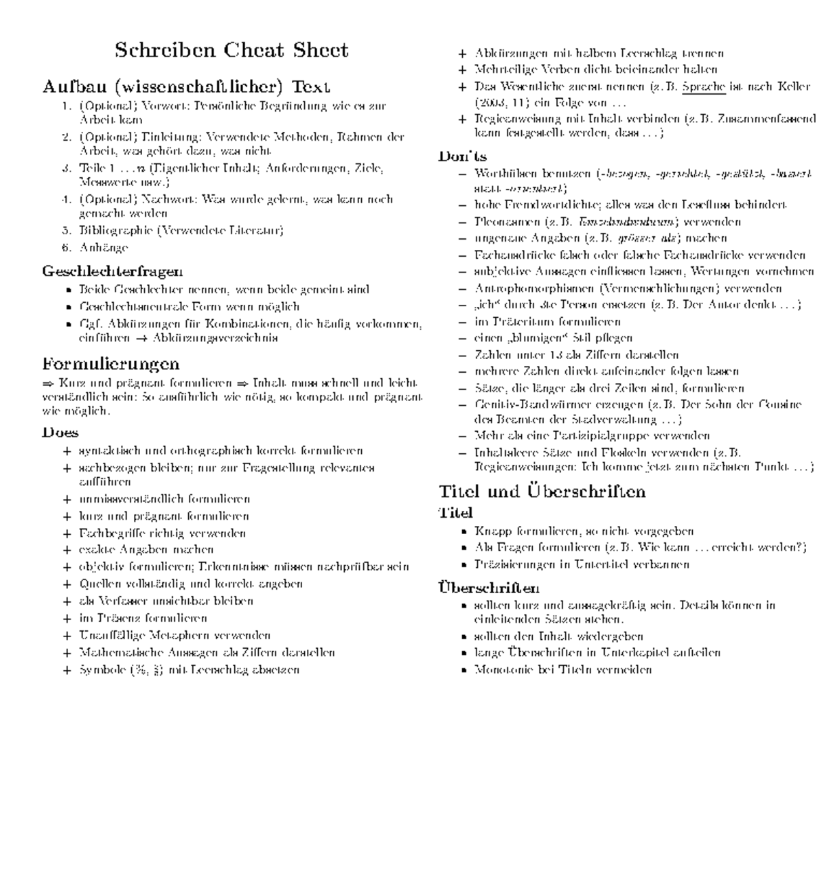 The Cheat Sheet Deutsch Cheat Sheet-Deutsch-Schreiben - Schreiben Cheat Sheet Aufbau