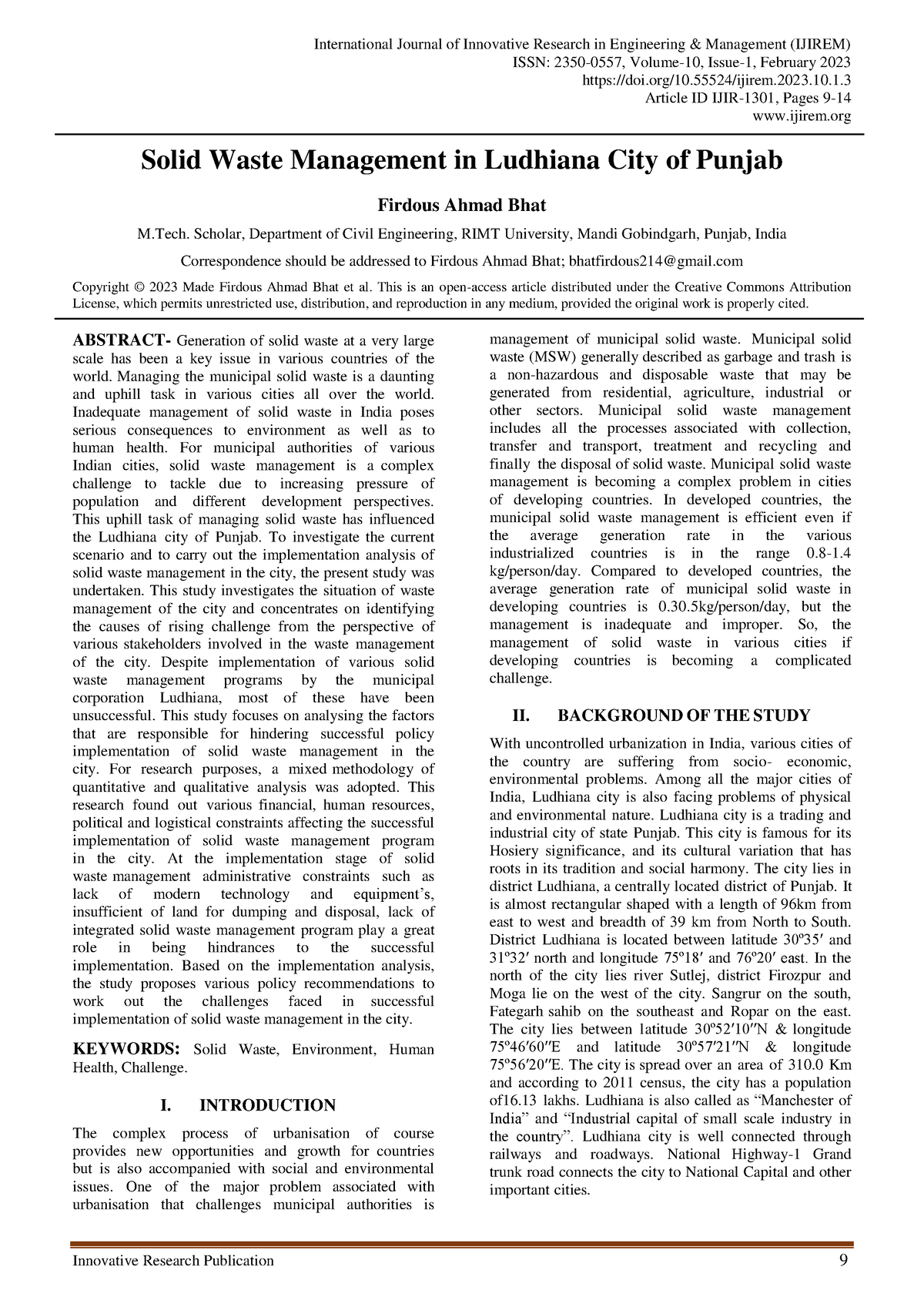 dissertation paper on solid waste management