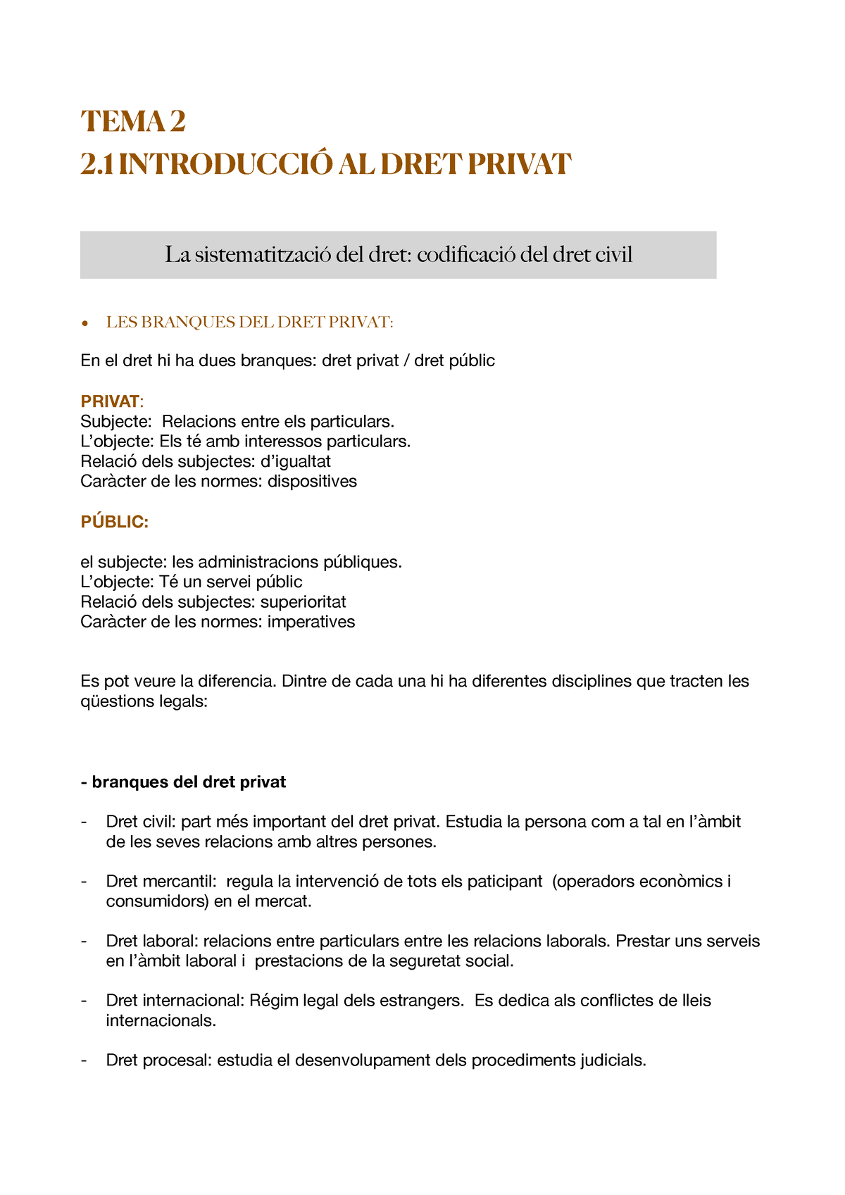 TEMA 2: Codificació Del Dret Civil - TEMA 2 2 INTRODUCCIÓ AL DRET ...