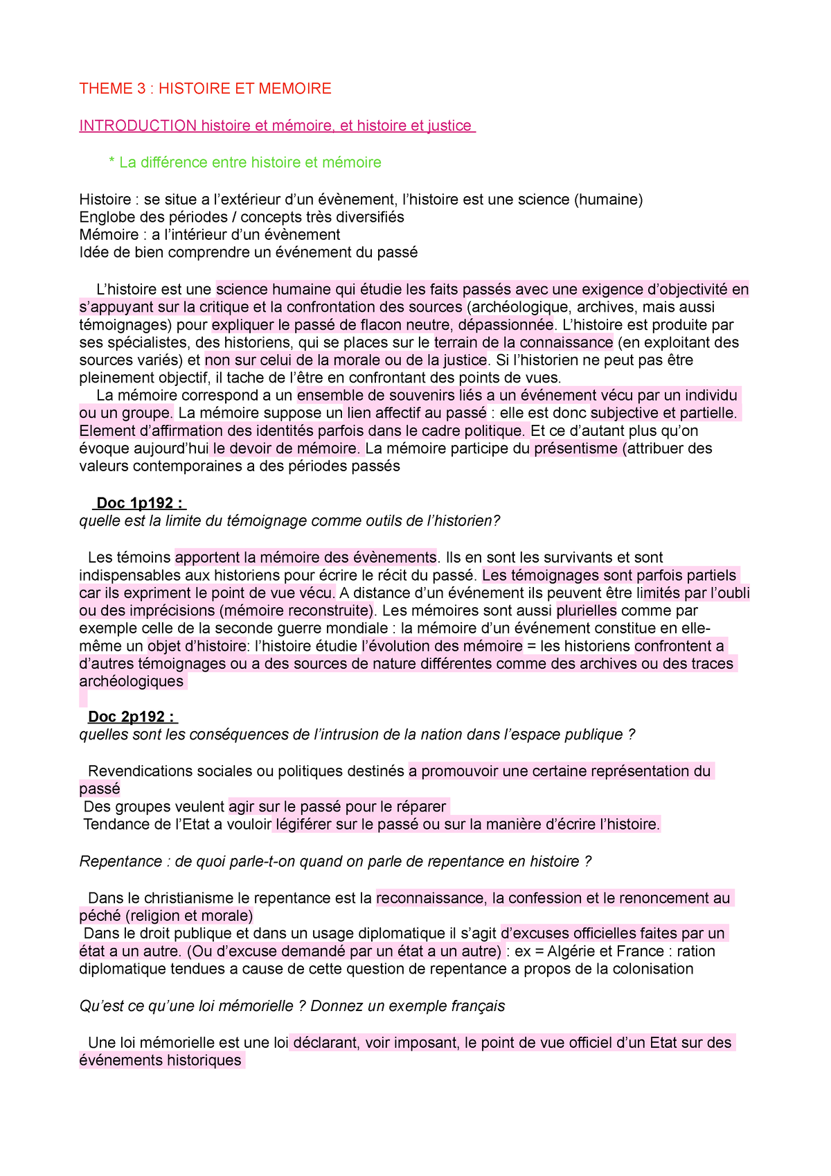 Theme 3 Hggsp - THEME 3 : HISTOIRE ET MEMOIRE INTRODUCTION Histoire Et ...