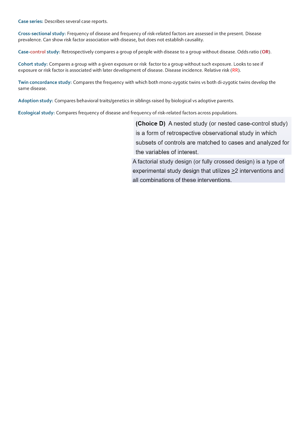 biostatistics and research methodology questions