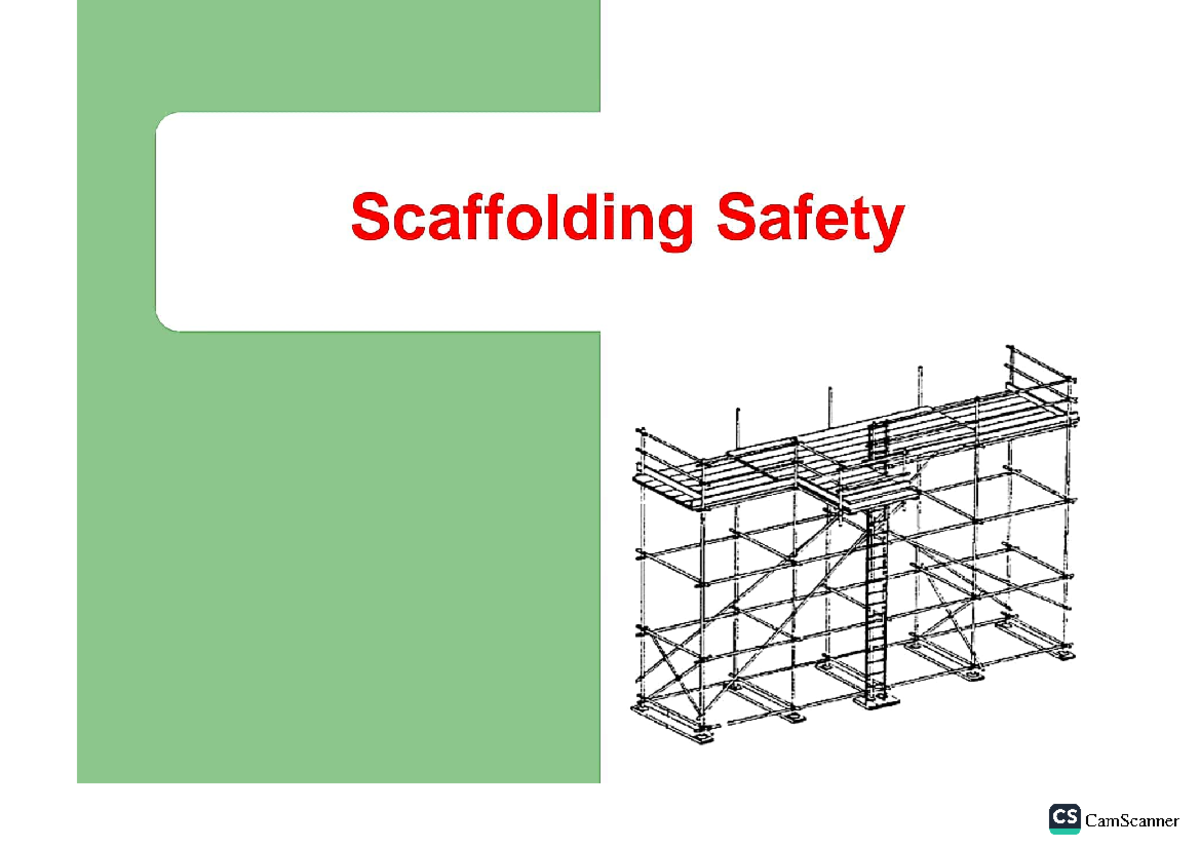 P 1 - Scaffolding Safety Objectives Hazards Fall Hazards Types Of ...