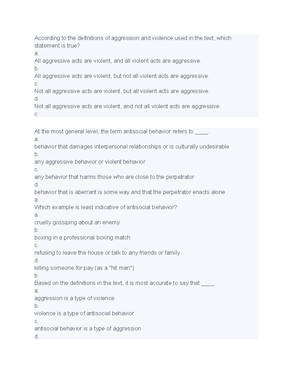 According to the definitions of aggression and violence used in the ...