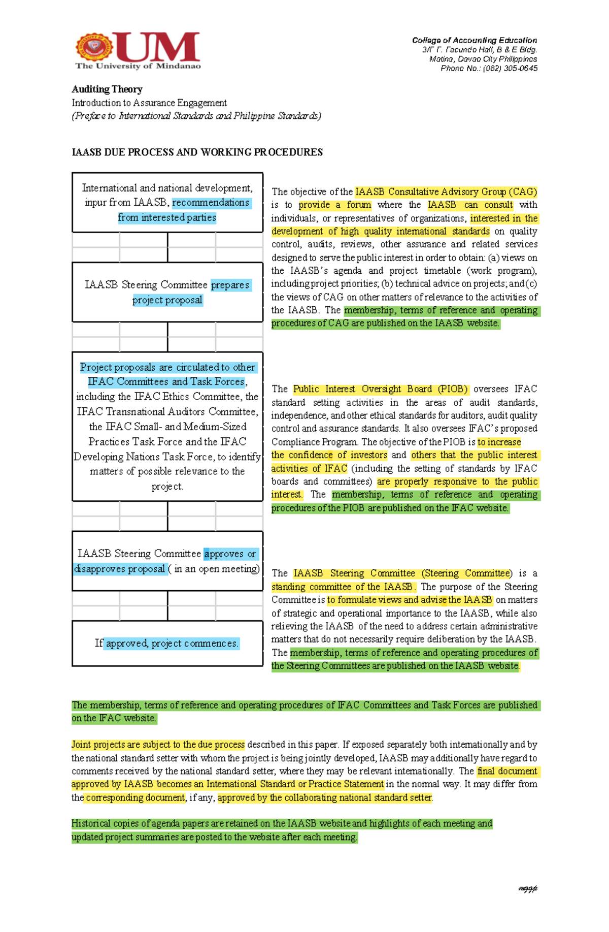 Iaasb DUE Process AND Working Procedures - College of Accounting ...