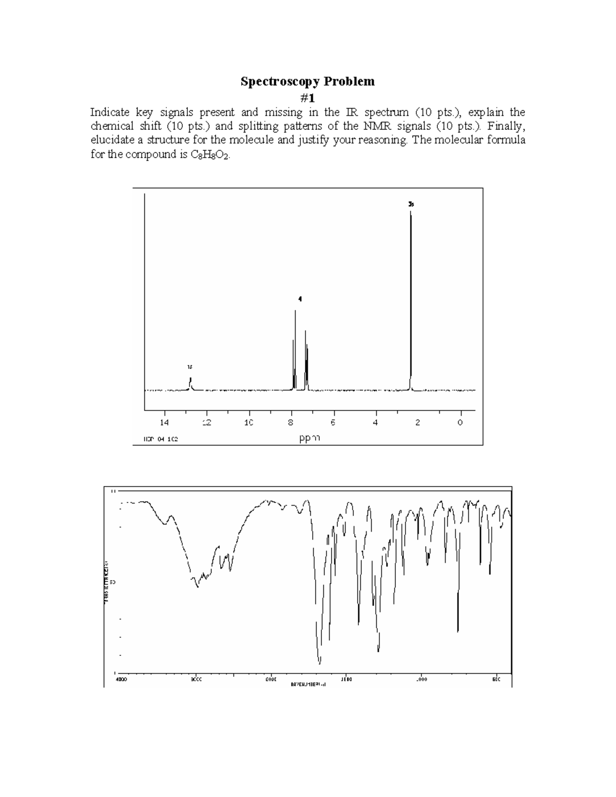 IR NMR Problems - Lecture notes 2-3 - Indicate key signals present and ...