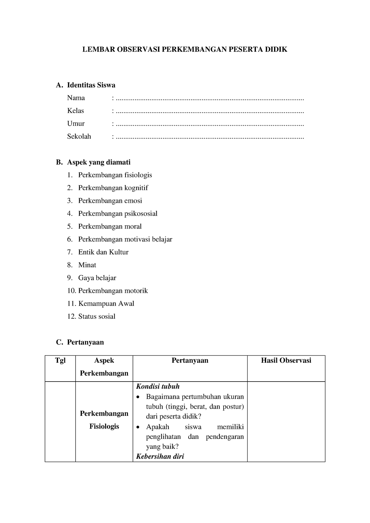 Panduan Observasi Lengkap Kelompok 2 Topik 3 - LEMBAR OBSERVASI ...