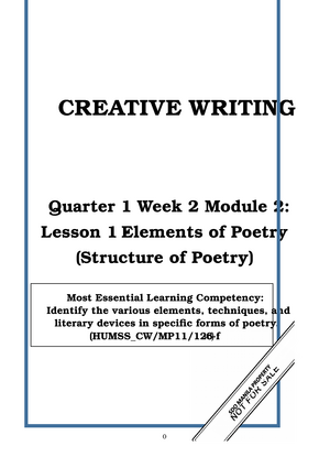 Creative Writing Module 2, PDF, Metre (Poetry)