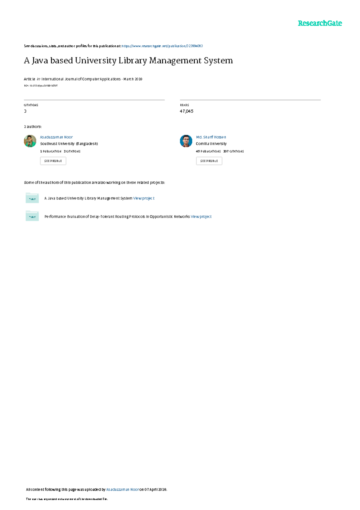 A Java based University Library Management System - Sharif Hossen ...