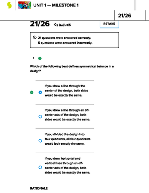 Unit 1 Milestone - Visual Communications 81% - 1 CONCEPT → Color 21 / ...