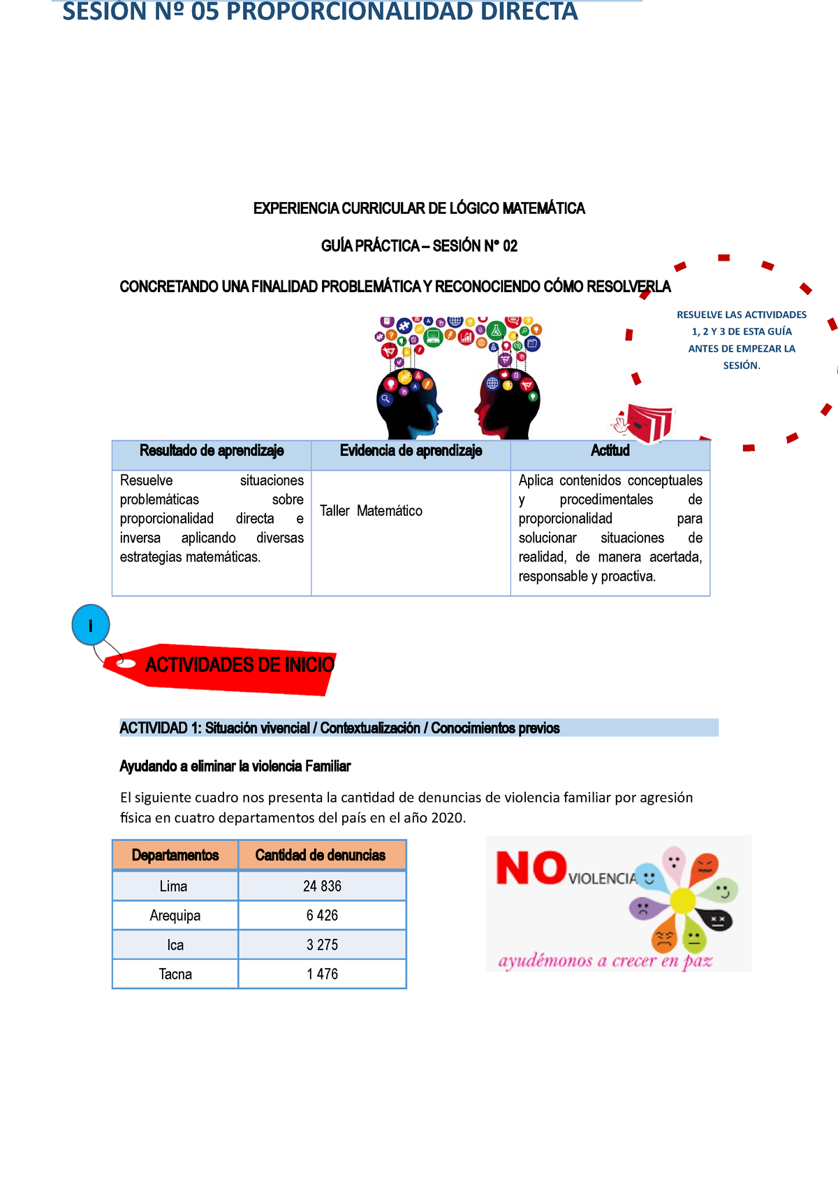 GUÍA Práctica – Sesión N° 02 Proporcionalidad Directa E Inversa(1 ...