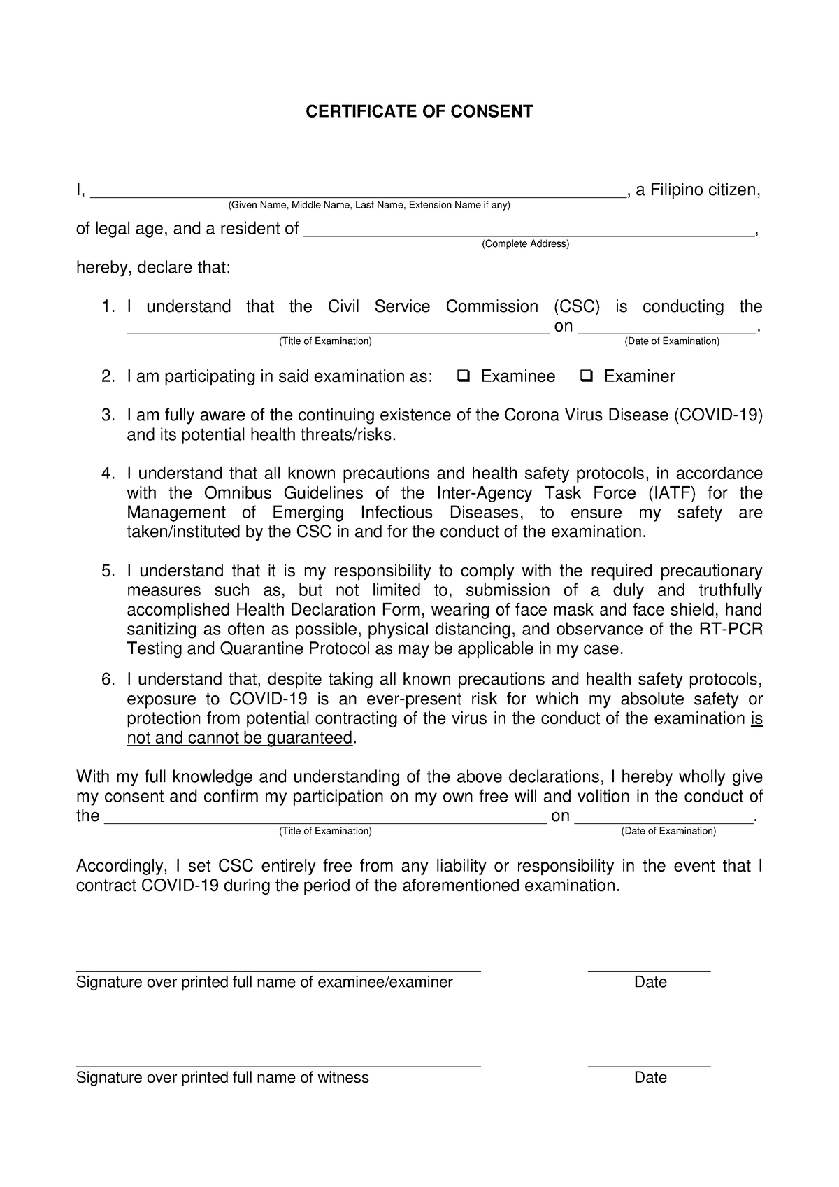Certificate of Consent a CERTIFICATE OF CONSENT I Studocu