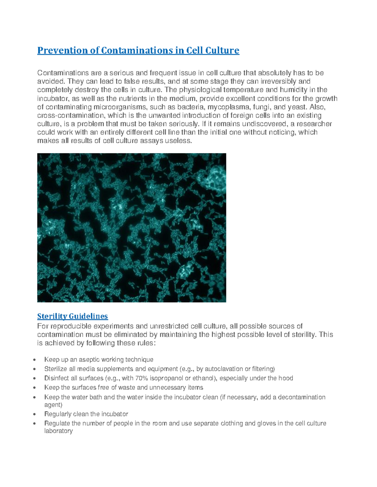 Cell Culture Contamination Identification – KVRDHU