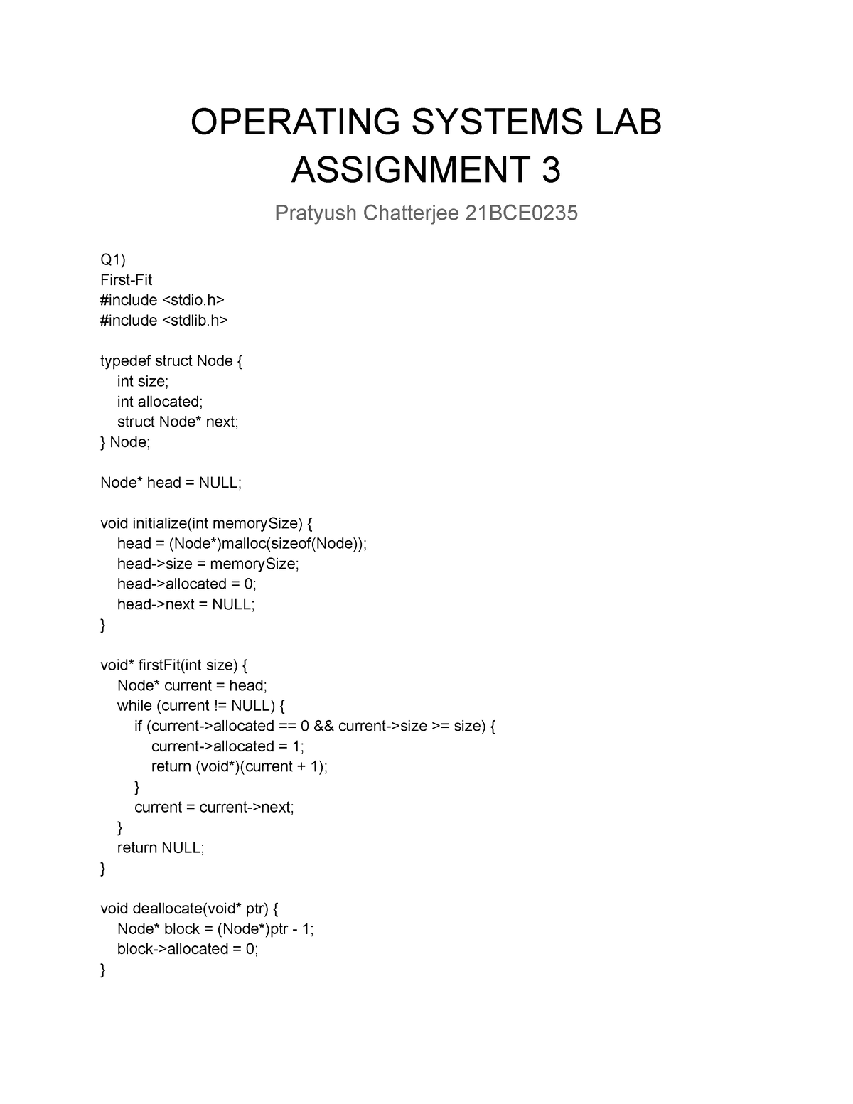 operating system lab assignment