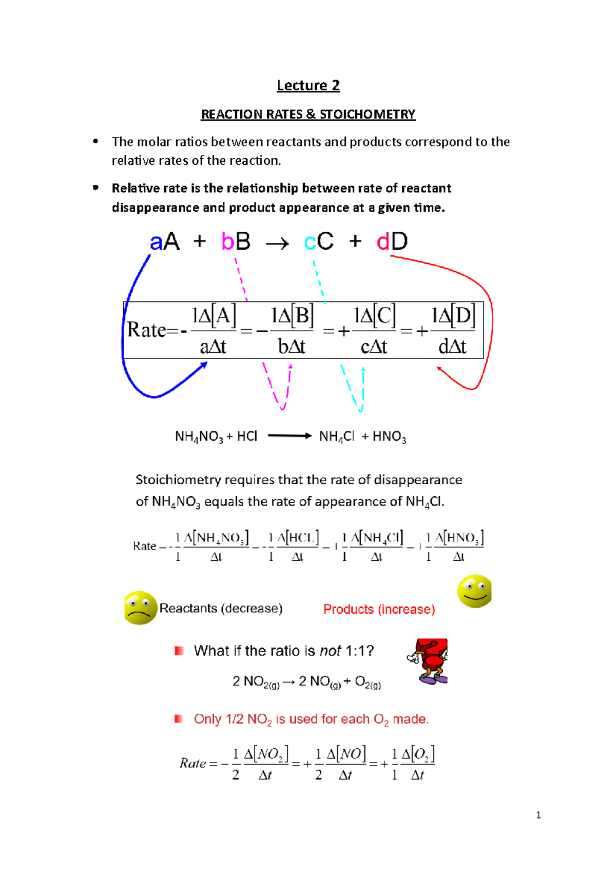 Reaction Rates and Stoichiometry - Lecture 2 REACTION RATES ...