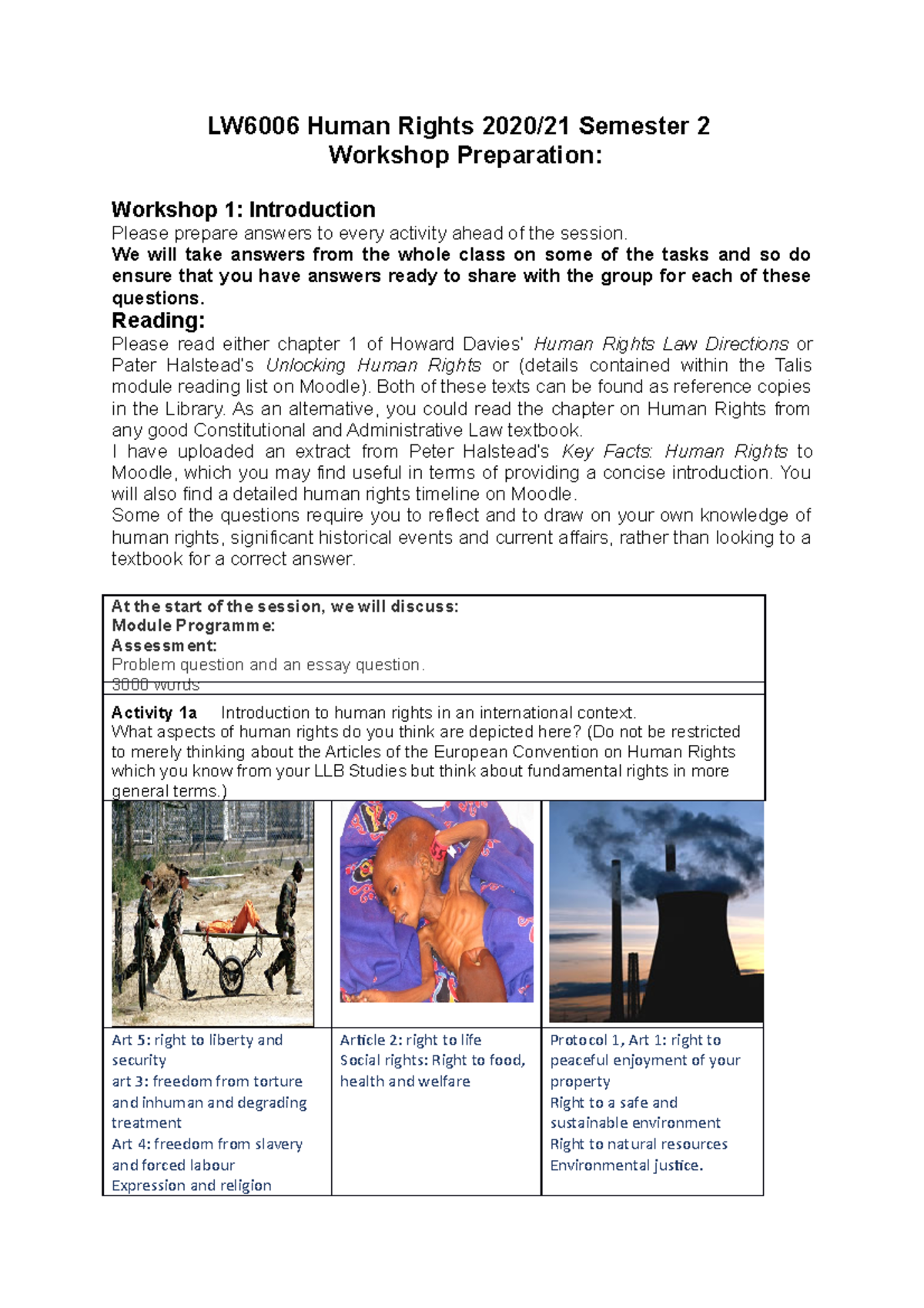 Human Rights Seminar Preparation - LW6006 Human Rights 2020/21 Semester ...