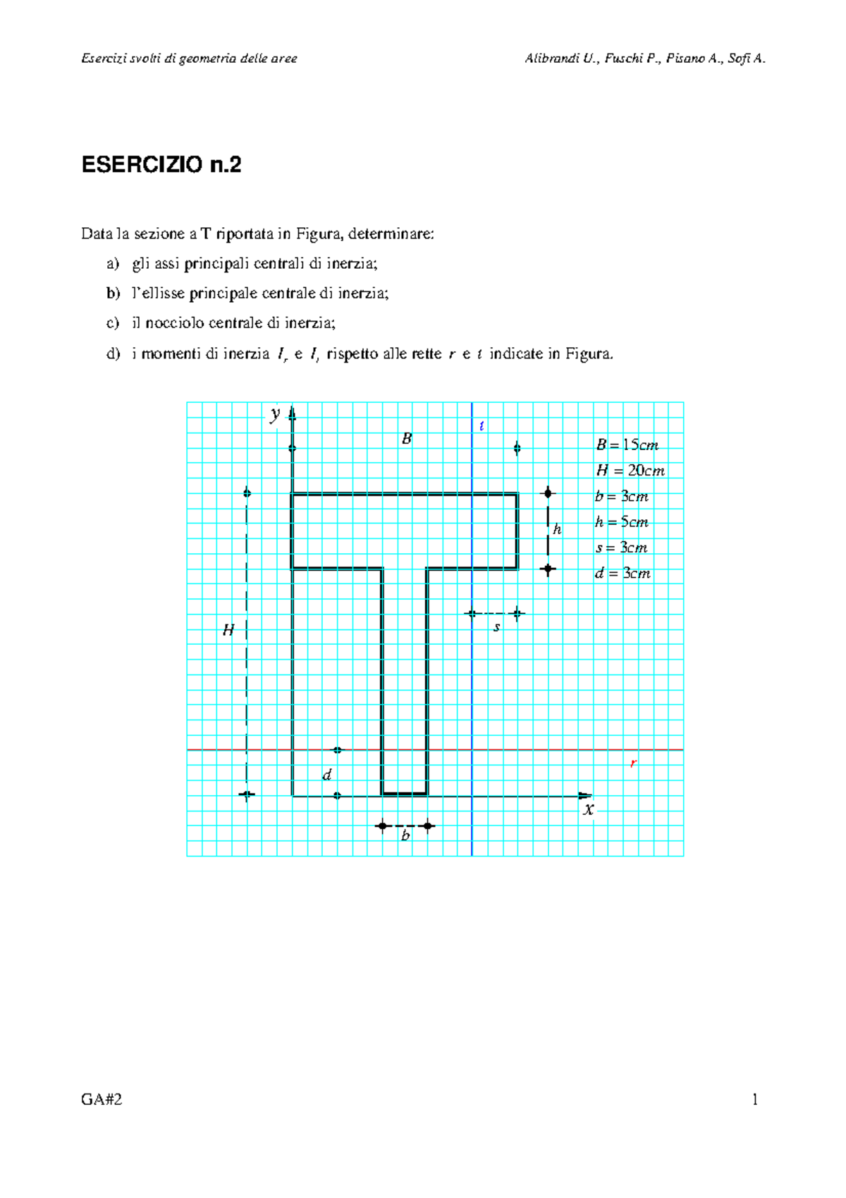 Sez T Calcolo momenti di inerzia e determinazione dell'ellisse