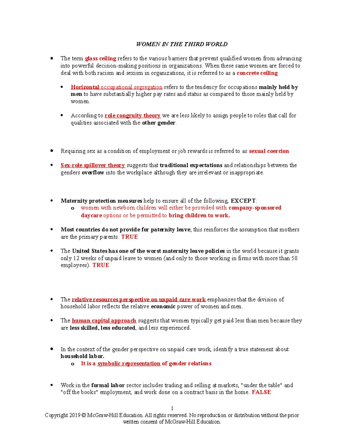 2212 testbank answers WOMEN IN THE THIRD WORLD The term glass ceiling