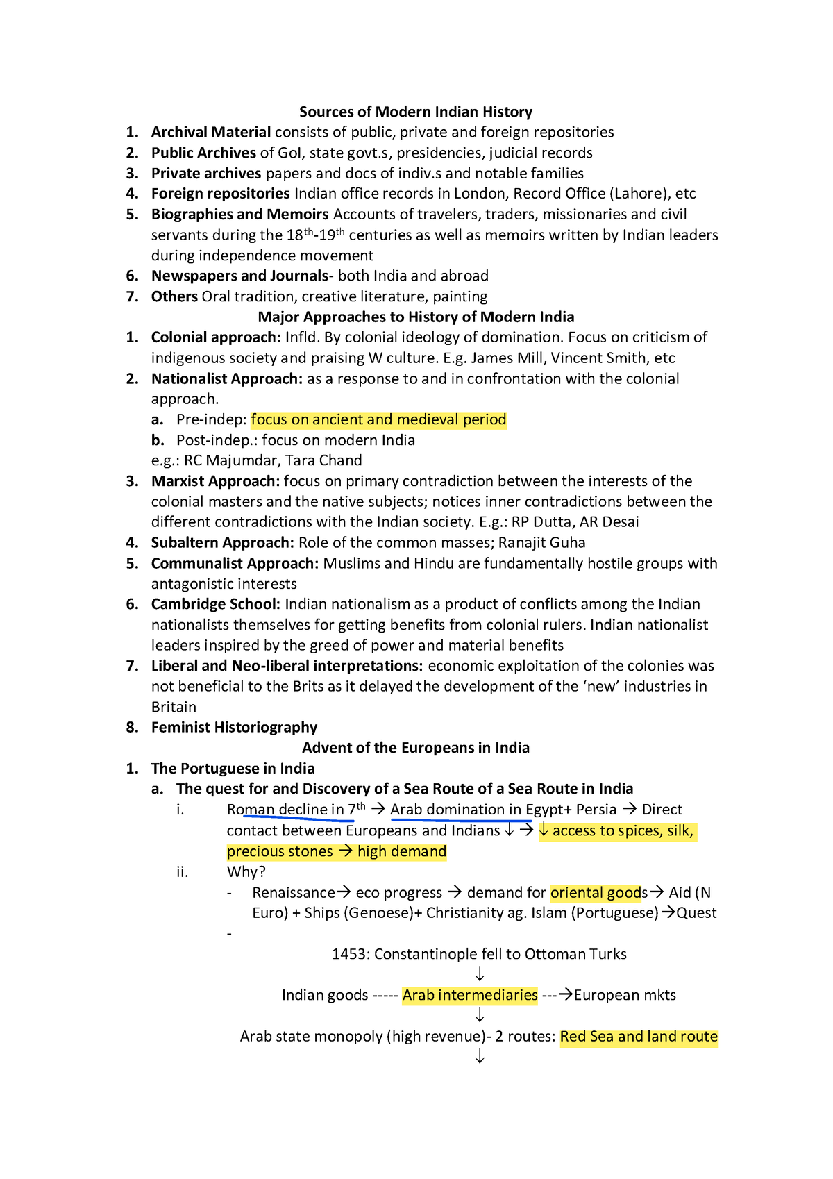 Spectrum short notes - Notws for UPSC CSE history - Sources of Modern ...