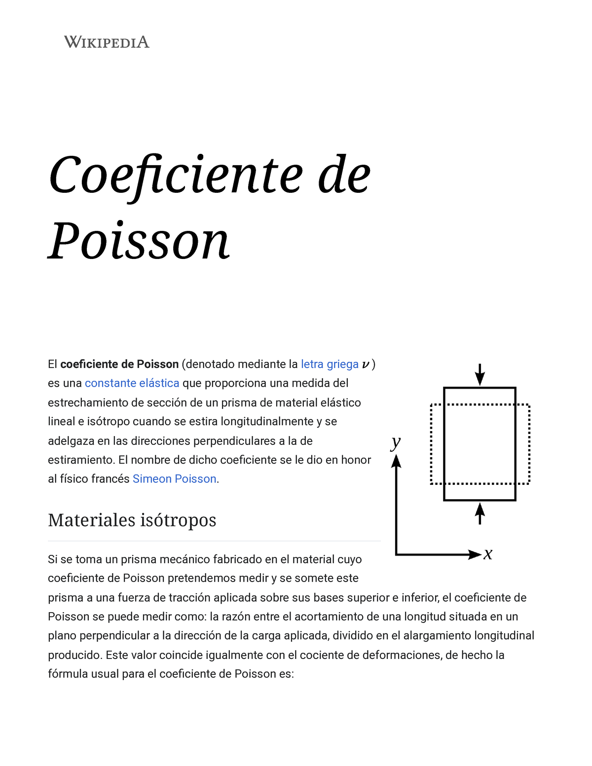 Coeficiente De Poisson - Wikipedia, La Enciclopedia Libre - Coeficiente ...