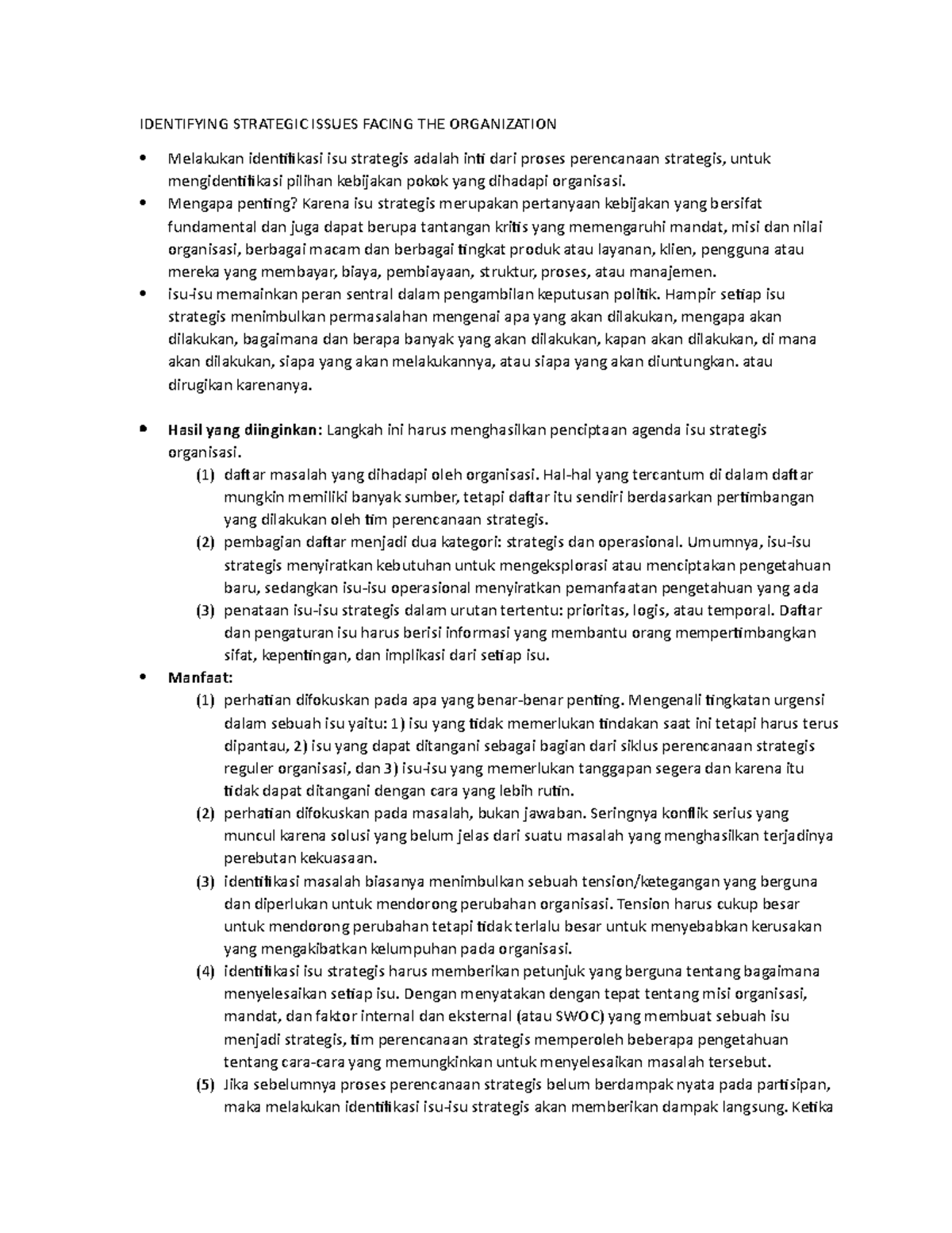 Identifying Strategic Issues Facing THE Organization - IDENTIFYING ...