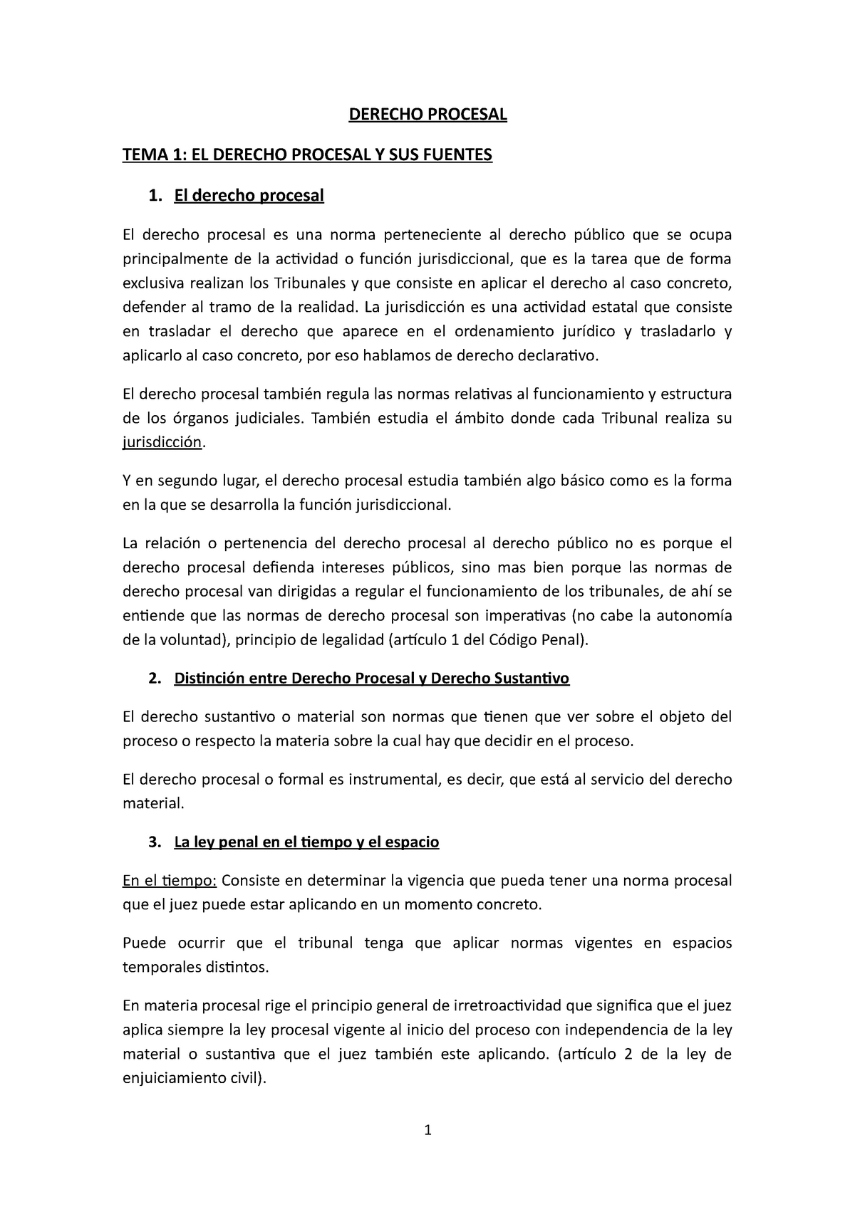 Tema 1 Apuntes 1 Derecho Procesal Tema 1 El Derecho Procesal Y Sus Fuentes 1 El Derecho 0903