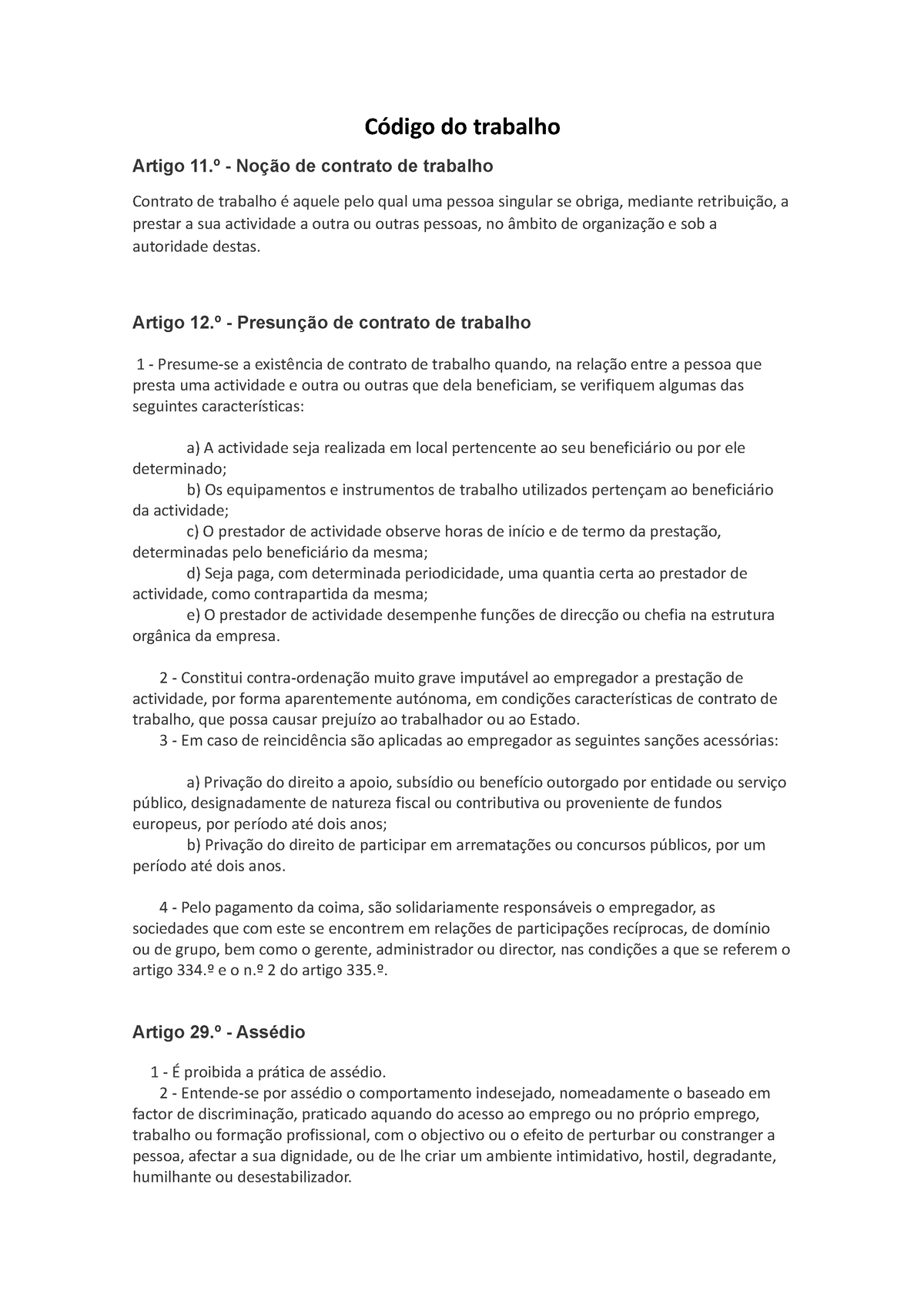 Código Do Trabalho Código Do Trabalho Artigo 11º Noção De Contrato De Trabalho Contrato De 7325