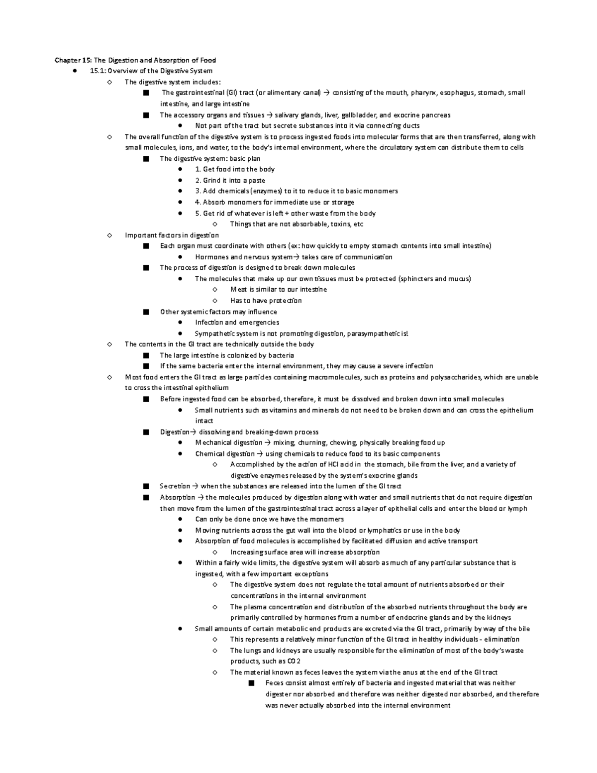 Exam 3 Review (lecture and book) - Chapter 15: The Digestion and ...